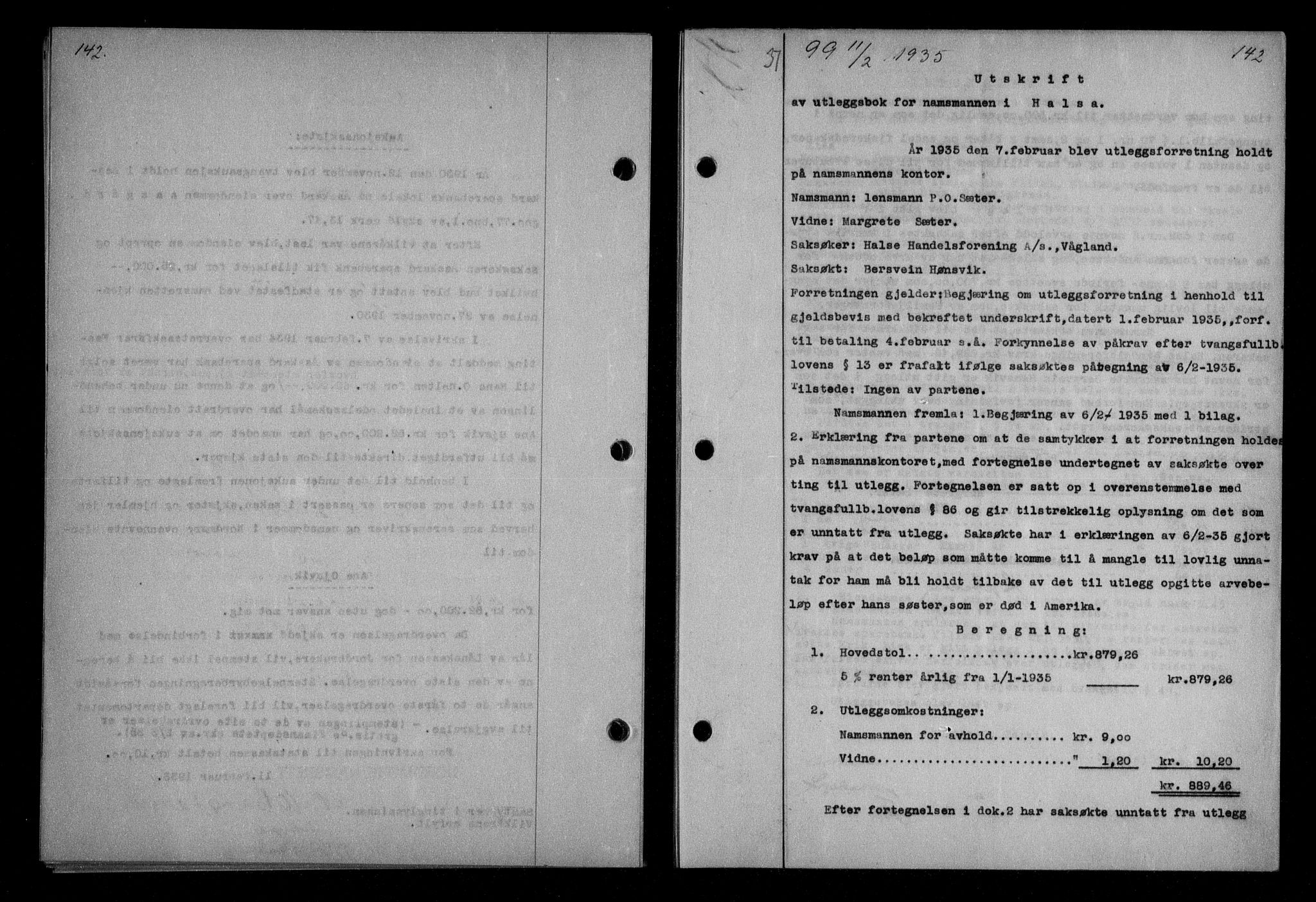 Nordmøre sorenskriveri, AV/SAT-A-4132/1/2/2Ca/L0084: Mortgage book no. 74, 1935-1935, Deed date: 11.02.1935