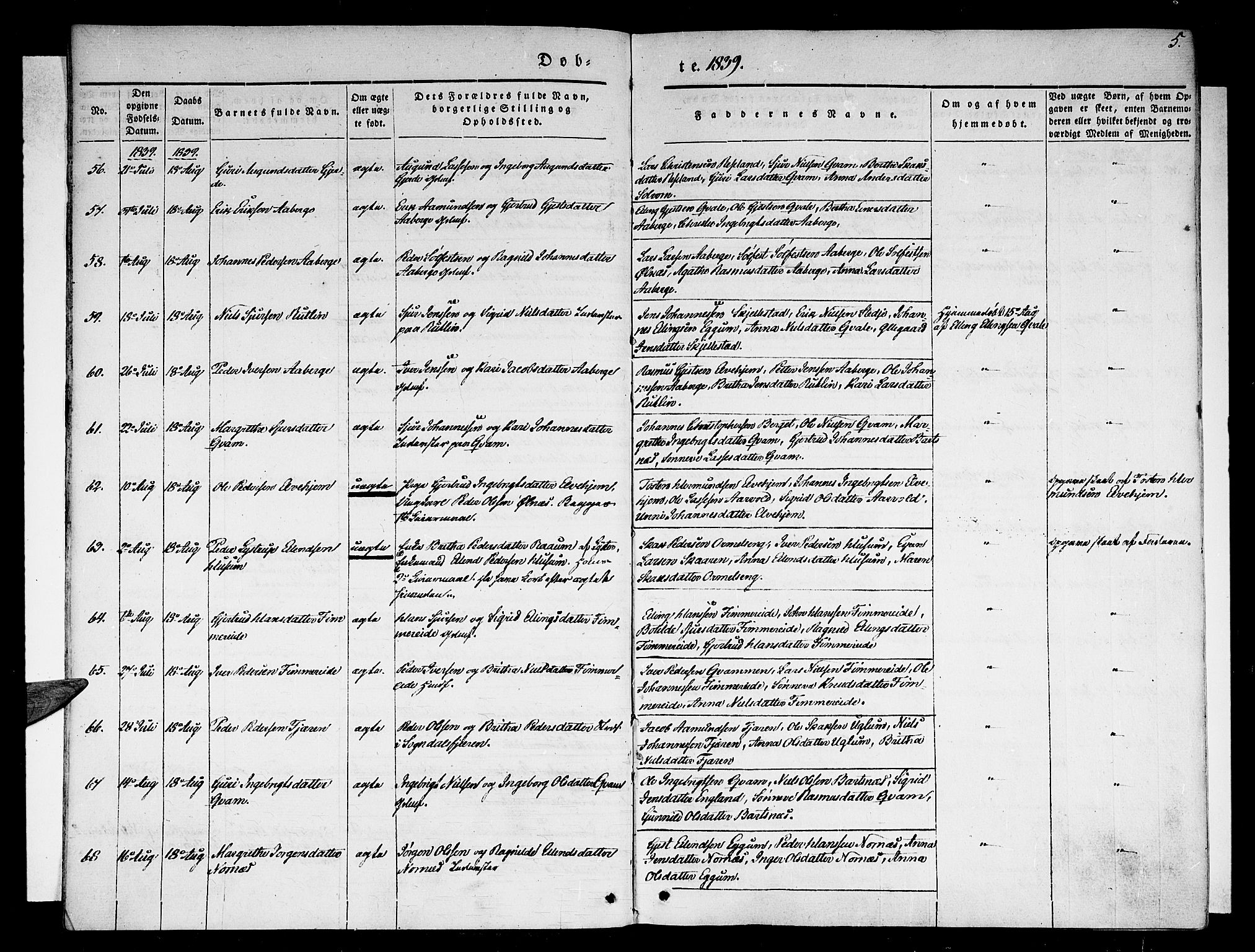 Sogndal sokneprestembete, AV/SAB-A-81301/H/Haa/Haaa/L0011: Parish register (official) no. A 11, 1839-1847, p. 5