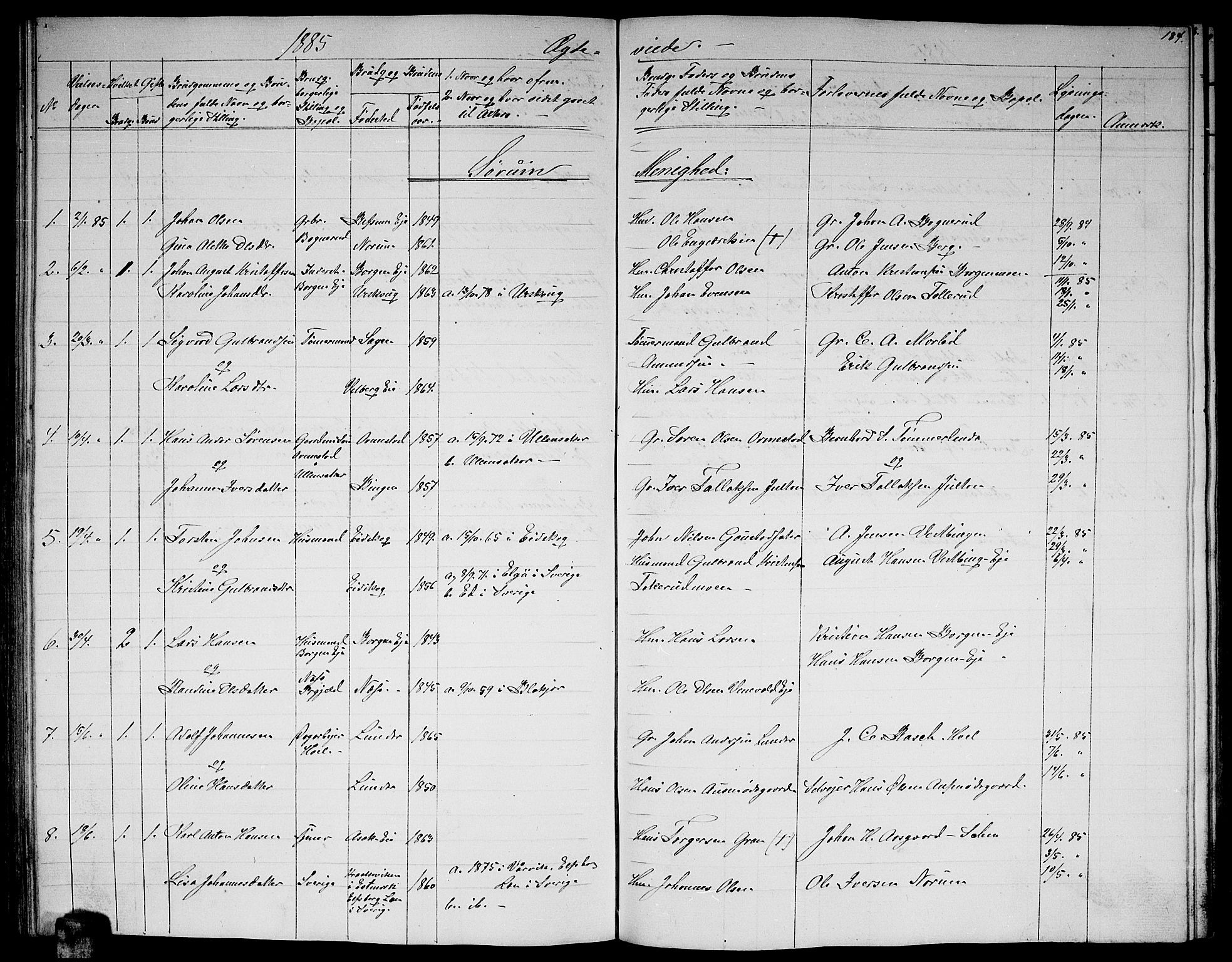 Sørum prestekontor Kirkebøker, AV/SAO-A-10303/G/Ga/L0004: Parish register (copy) no. I 4, 1864-1885, p. 184