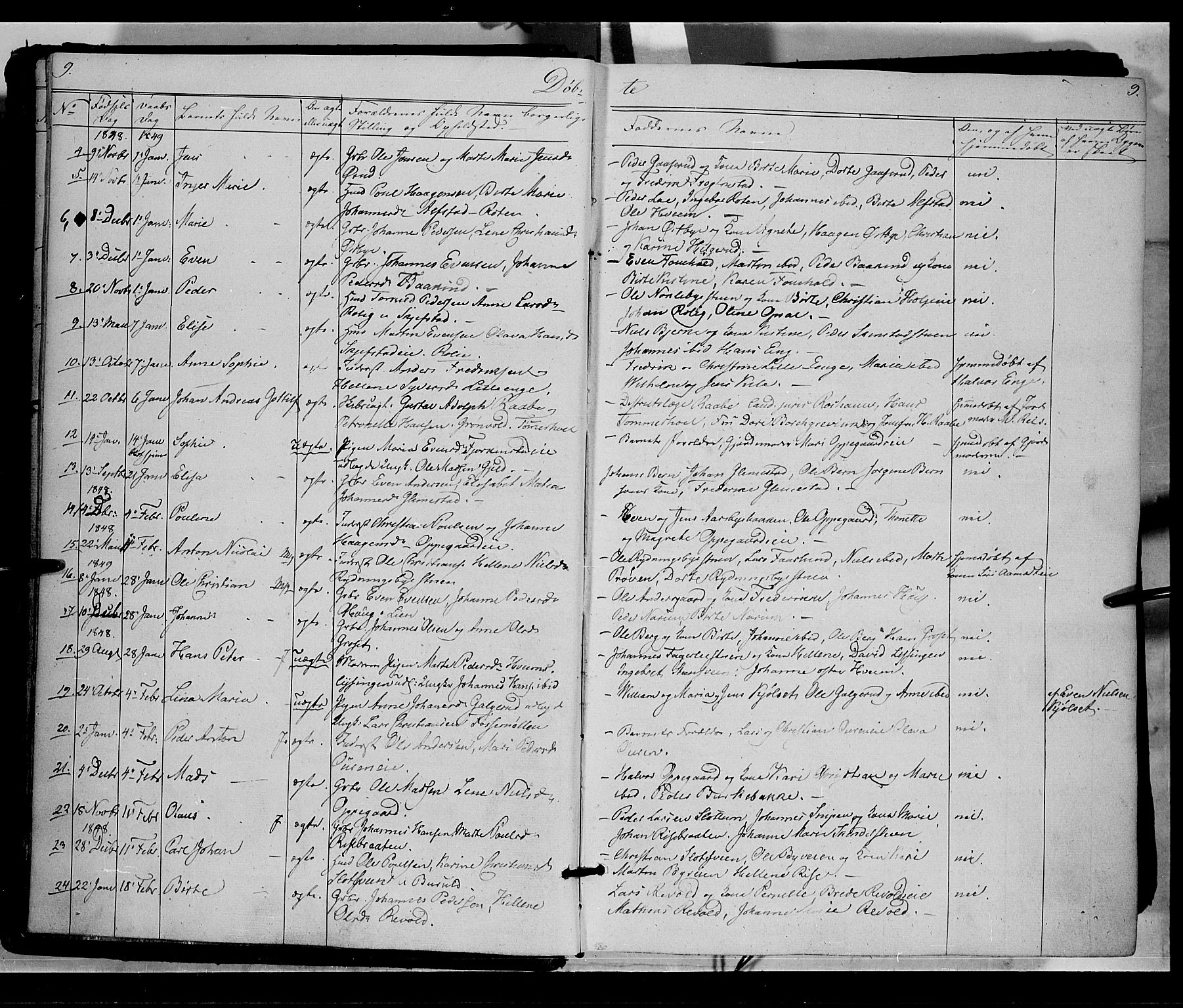 Østre Toten prestekontor, SAH/PREST-104/H/Ha/Haa/L0003: Parish register (official) no. 3, 1848-1856, p. 9