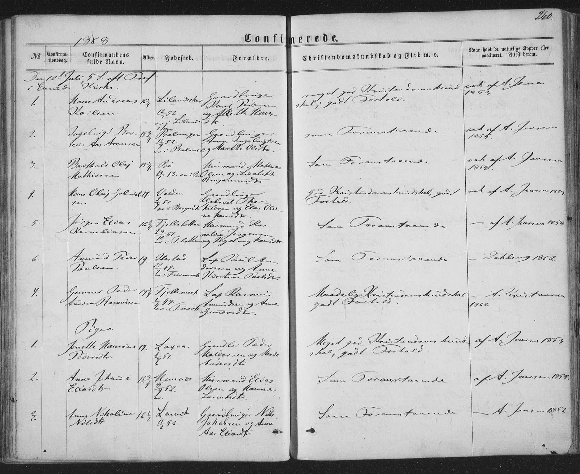 Ministerialprotokoller, klokkerbøker og fødselsregistre - Nordland, SAT/A-1459/863/L0896: Parish register (official) no. 863A08, 1861-1871, p. 260