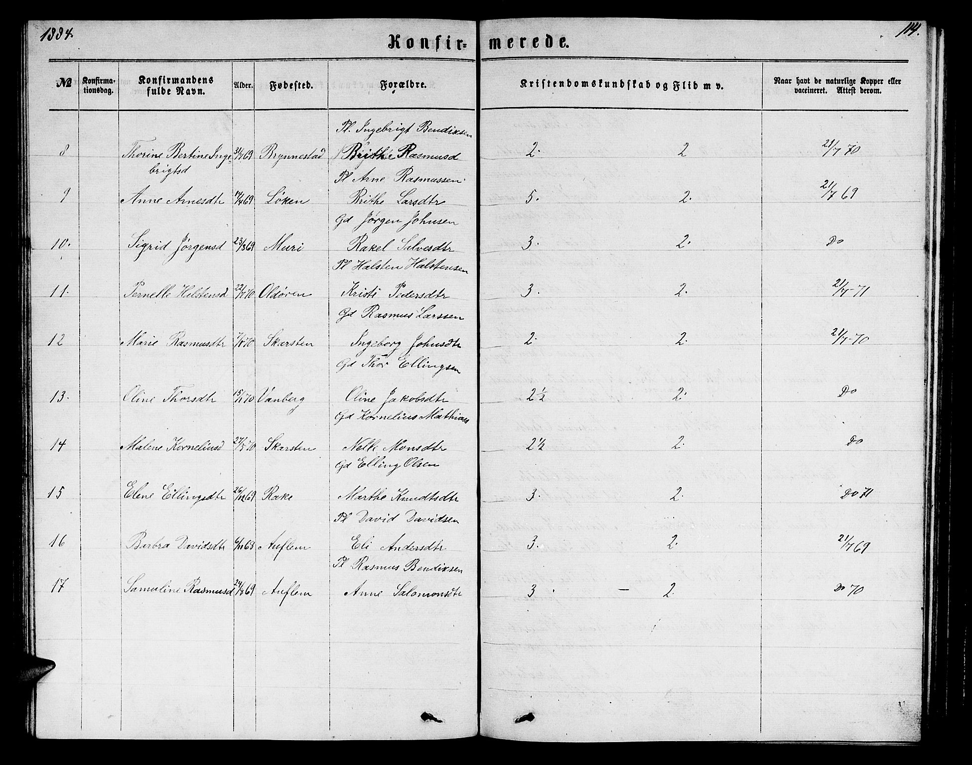 Innvik sokneprestembete, SAB/A-80501: Parish register (copy) no. B 2, 1864-1885, p. 114