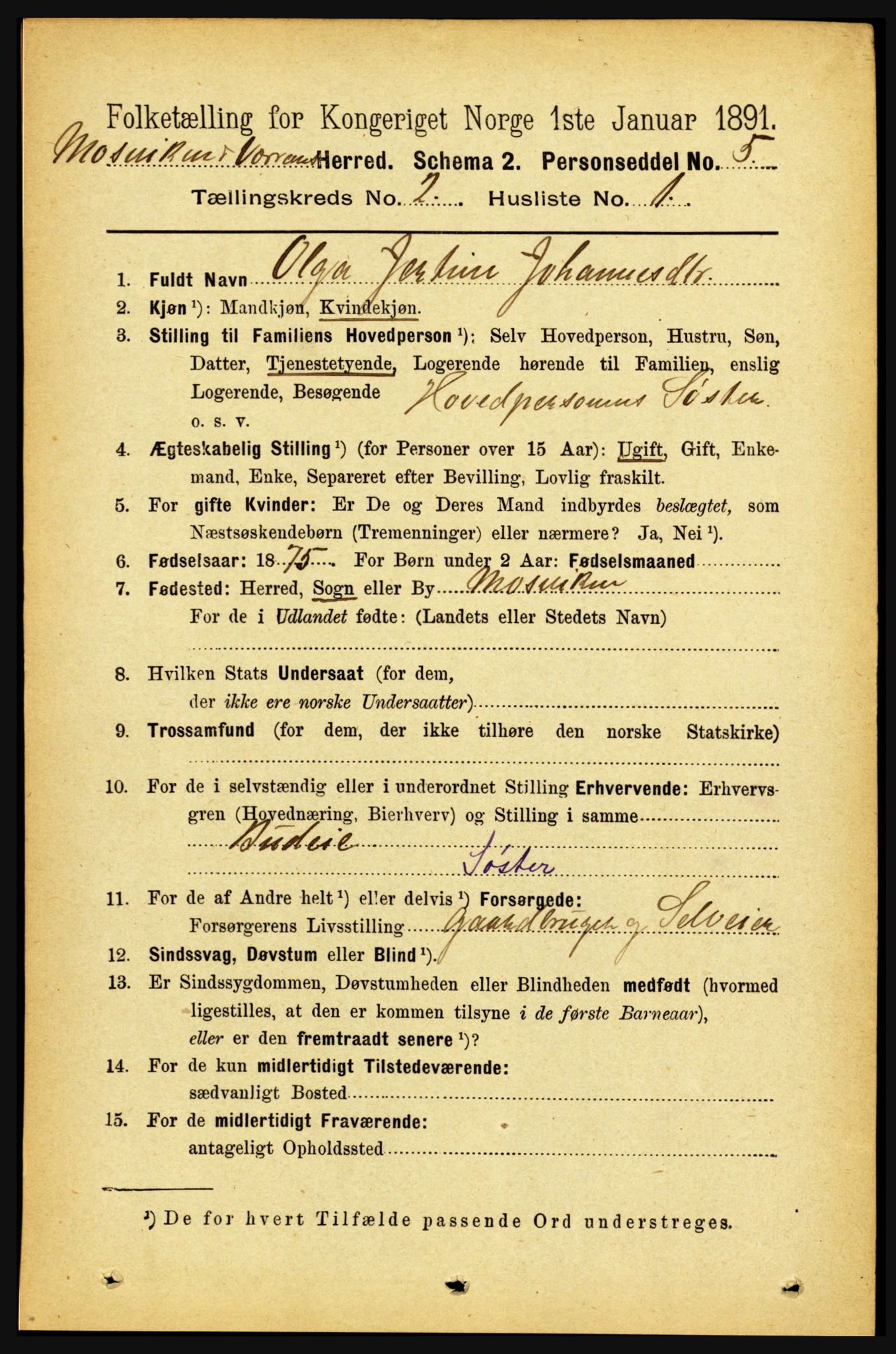 RA, 1891 census for 1723 Mosvik og Verran, 1891, p. 491