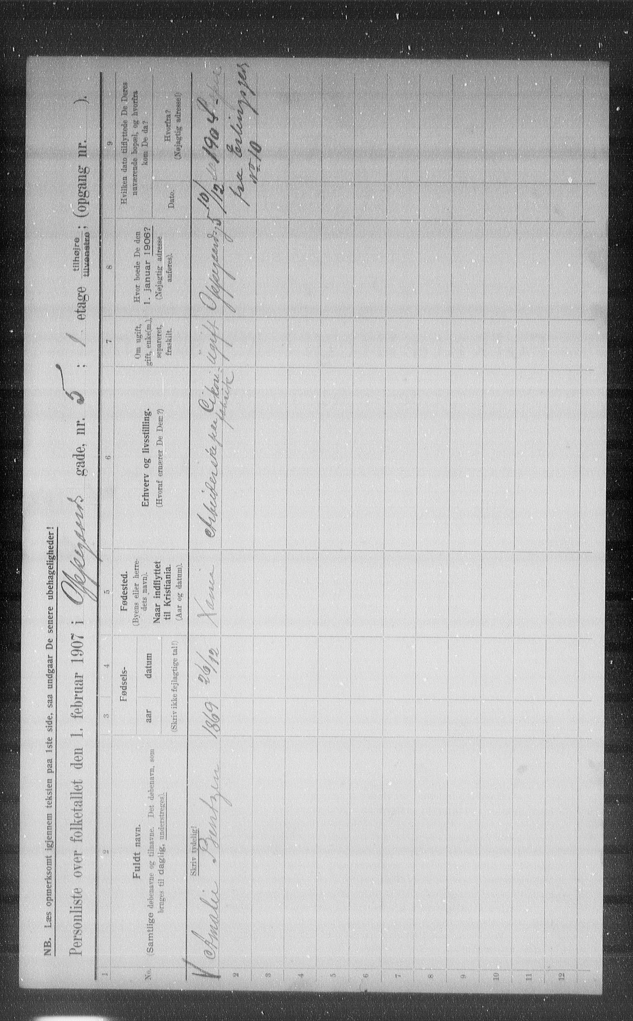 OBA, Municipal Census 1907 for Kristiania, 1907, p. 38850