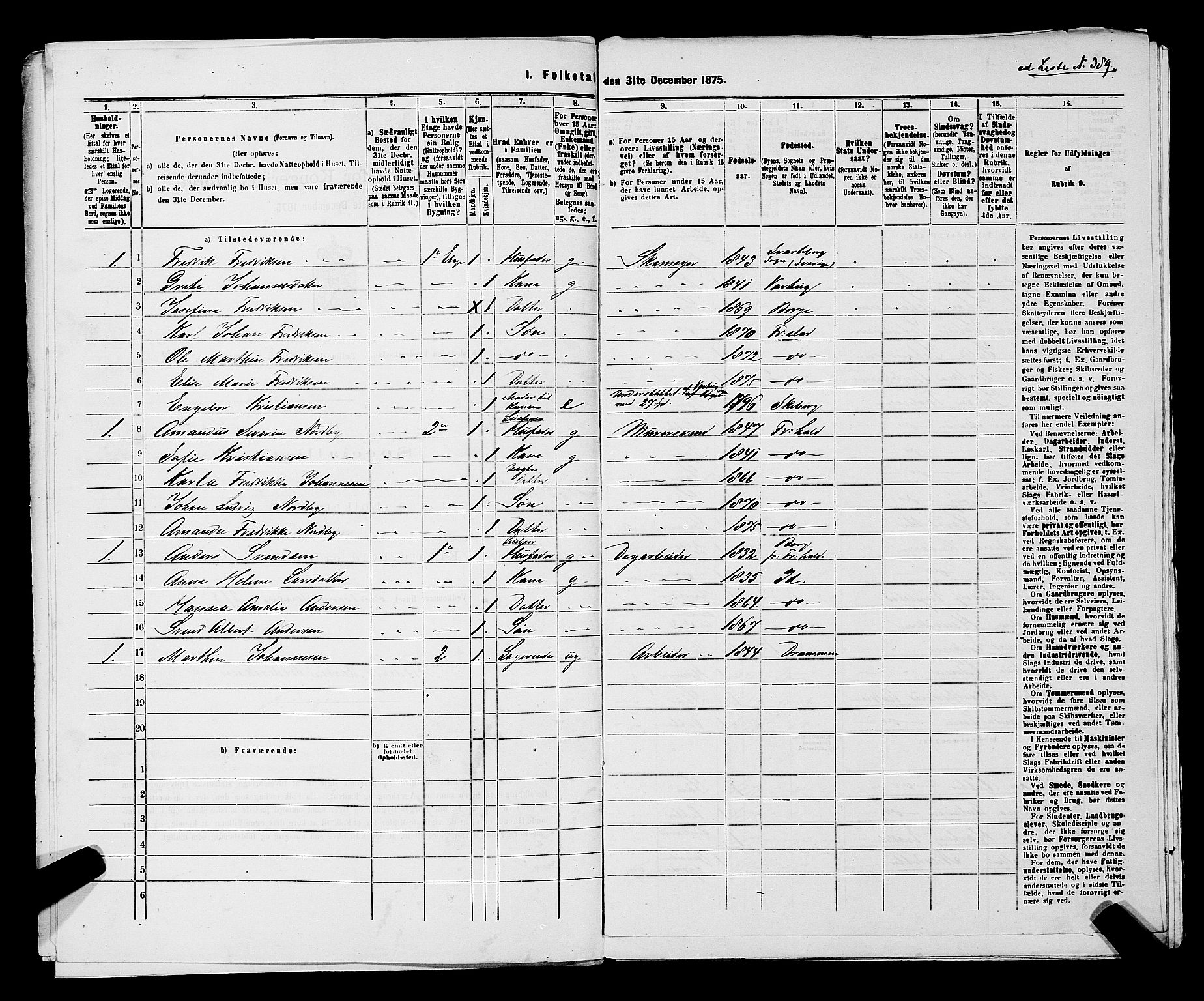 RA, 1875 census for 0103B Fredrikstad/Fredrikstad, 1875, p. 916