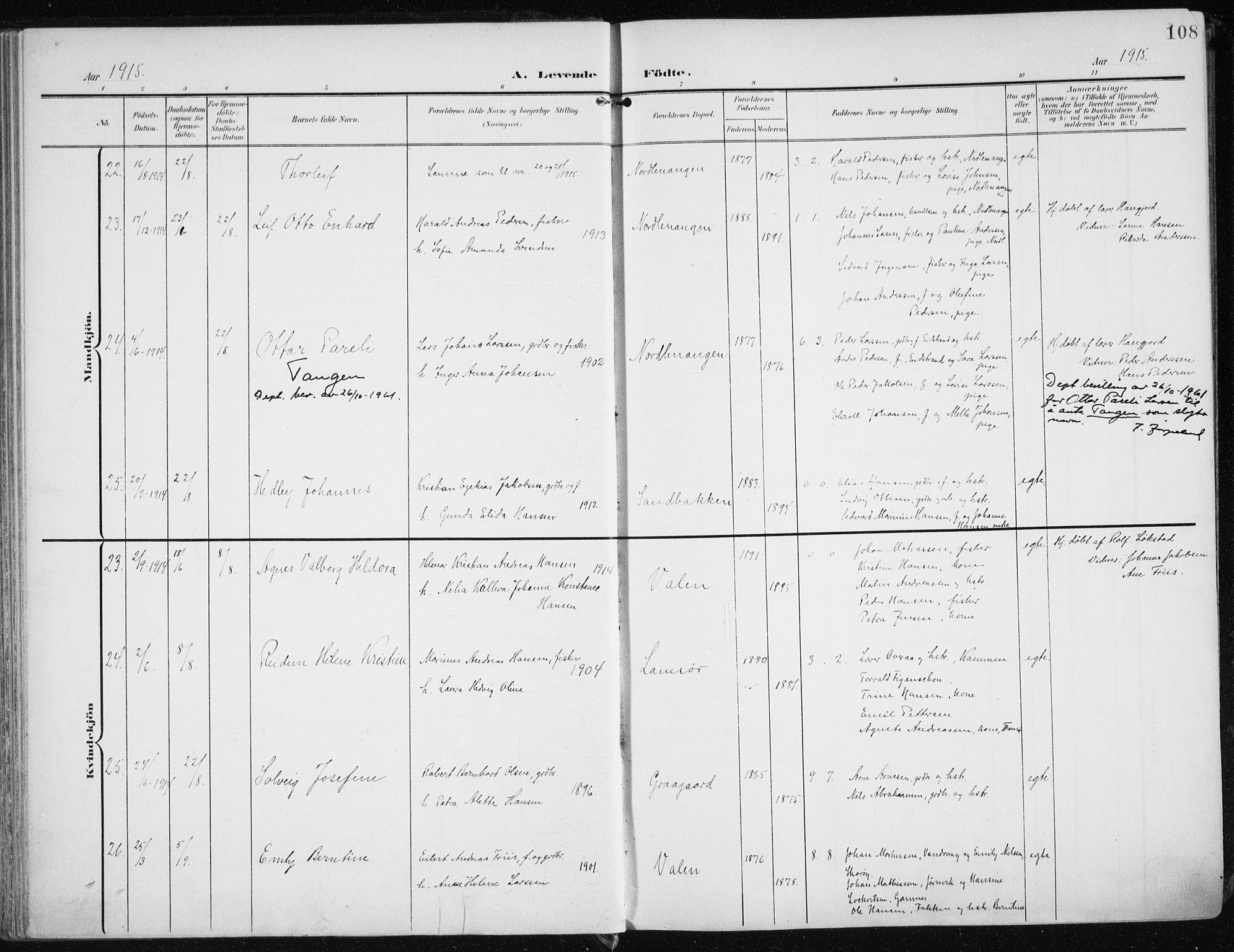 Karlsøy sokneprestembete, SATØ/S-1299/H/Ha/Haa/L0014kirke: Parish register (official) no. 14, 1903-1917, p. 108
