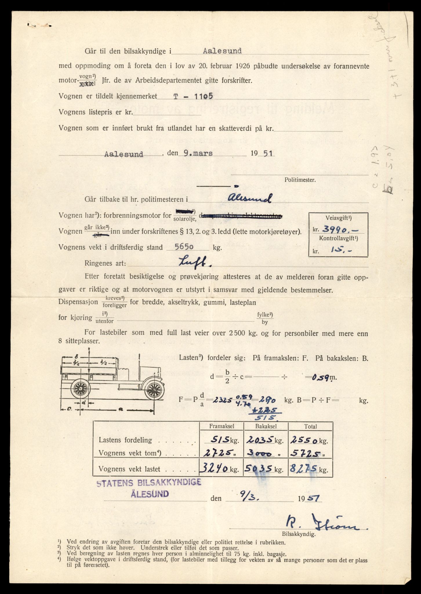 Møre og Romsdal vegkontor - Ålesund trafikkstasjon, AV/SAT-A-4099/F/Fe/L0010: Registreringskort for kjøretøy T 1050 - T 1169, 1927-1998, p. 1613