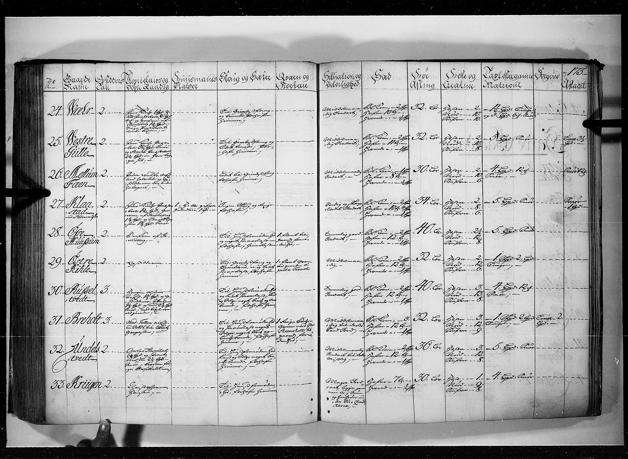 Rentekammeret inntil 1814, Realistisk ordnet avdeling, RA/EA-4070/N/Nb/Nbf/L0115: Jarlsberg grevskap eksaminasjonsprotokoll, 1723, p. 174b-175a