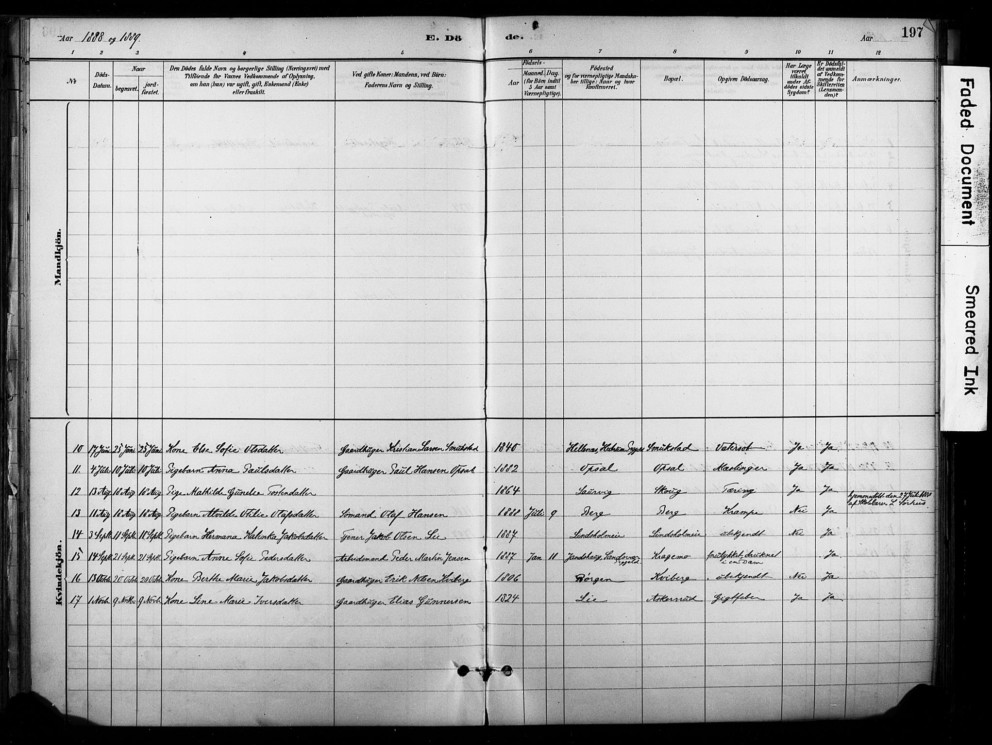 Lardal kirkebøker, SAKO/A-350/F/Fb/L0001: Parish register (official) no. II 1, 1881-1911, p. 197