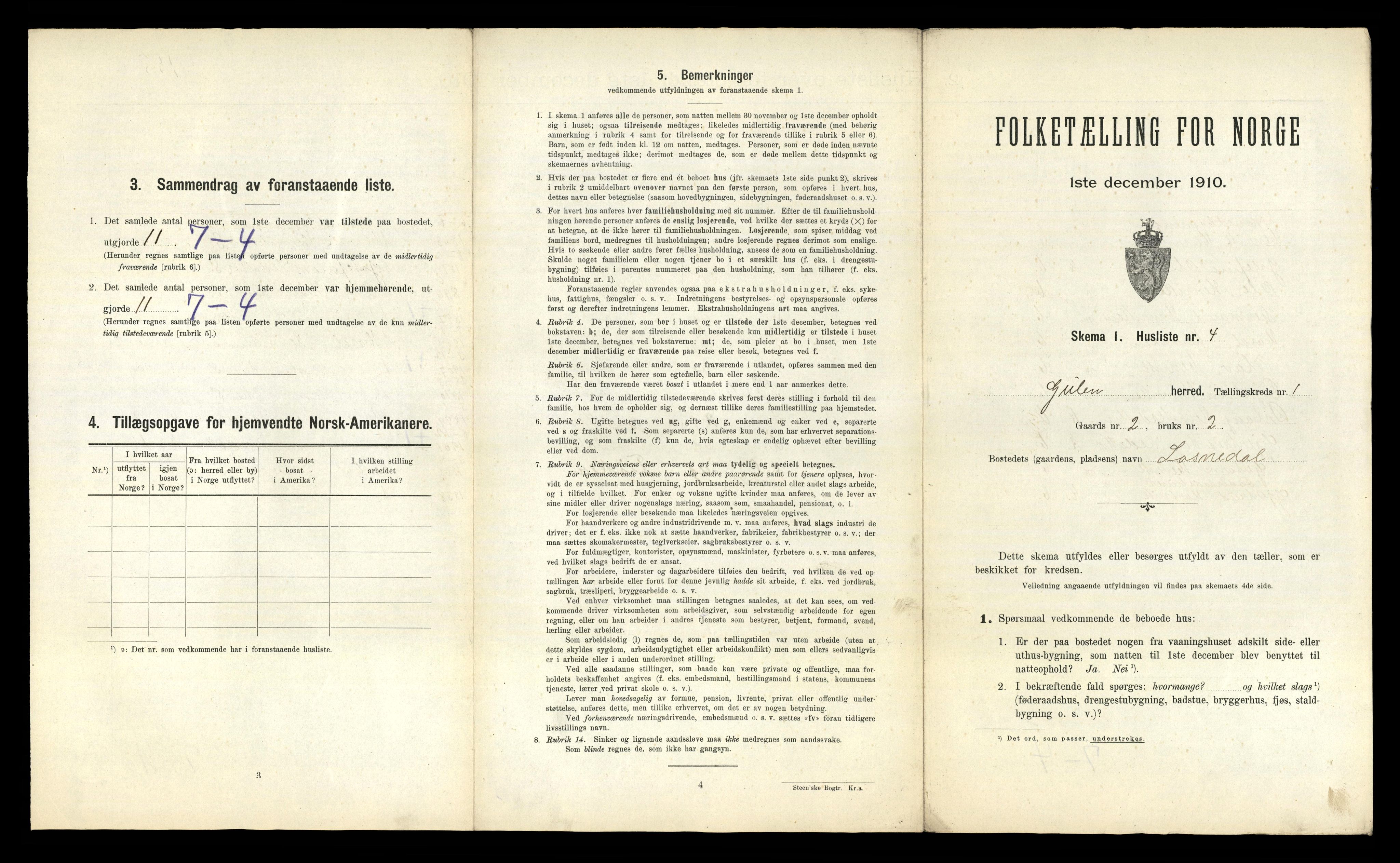 RA, 1910 census for Gulen, 1910, p. 50