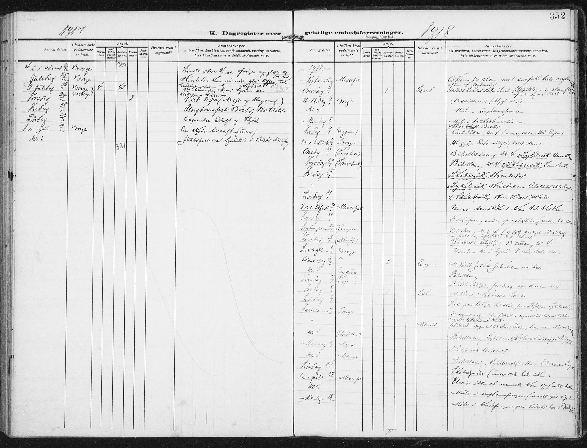 Ministerialprotokoller, klokkerbøker og fødselsregistre - Nordland, SAT/A-1459/880/L1135: Parish register (official) no. 880A09, 1908-1919, p. 352
