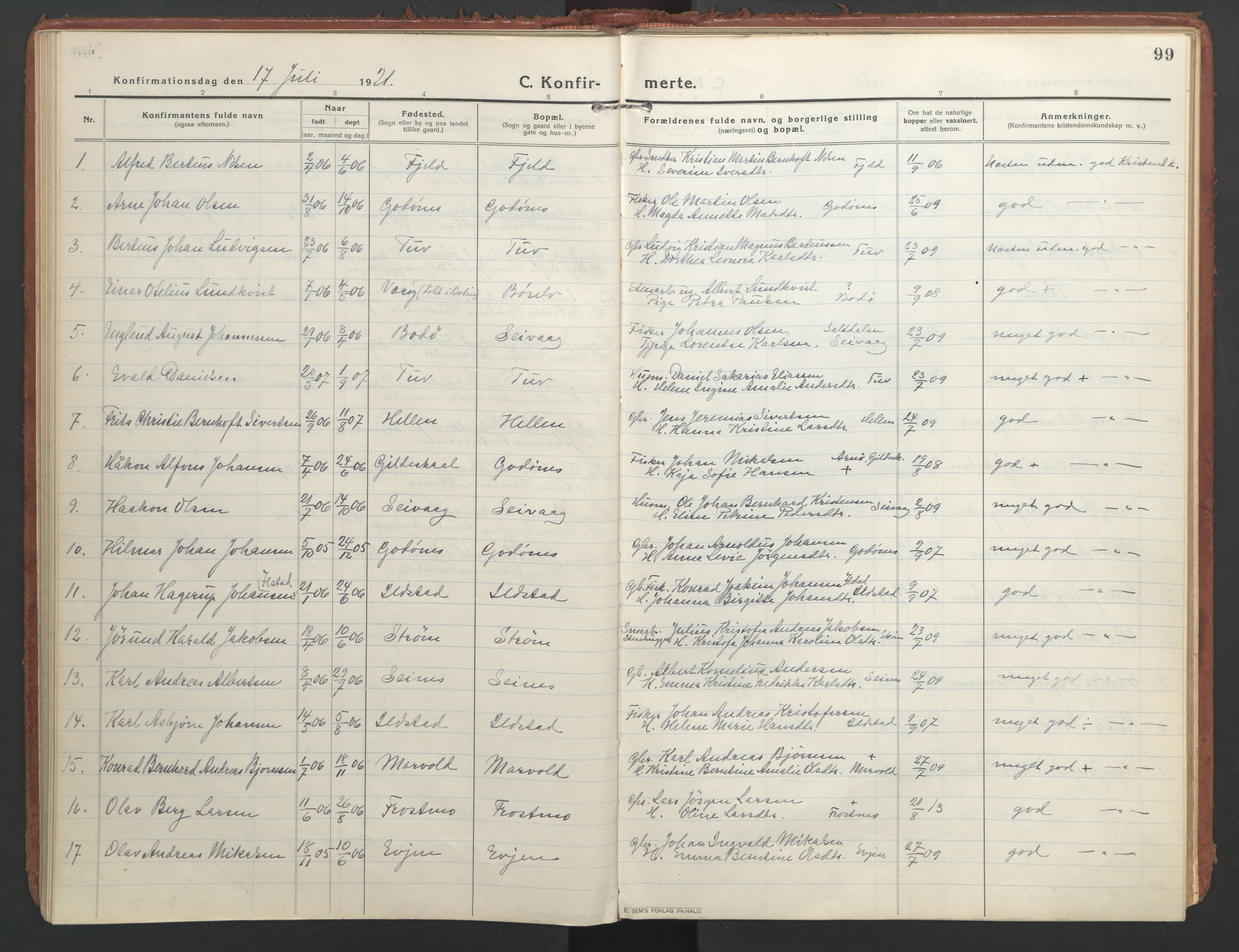 Ministerialprotokoller, klokkerbøker og fødselsregistre - Nordland, SAT/A-1459/804/L0086: Parish register (official) no. 804A07, 1916-1935, p. 99