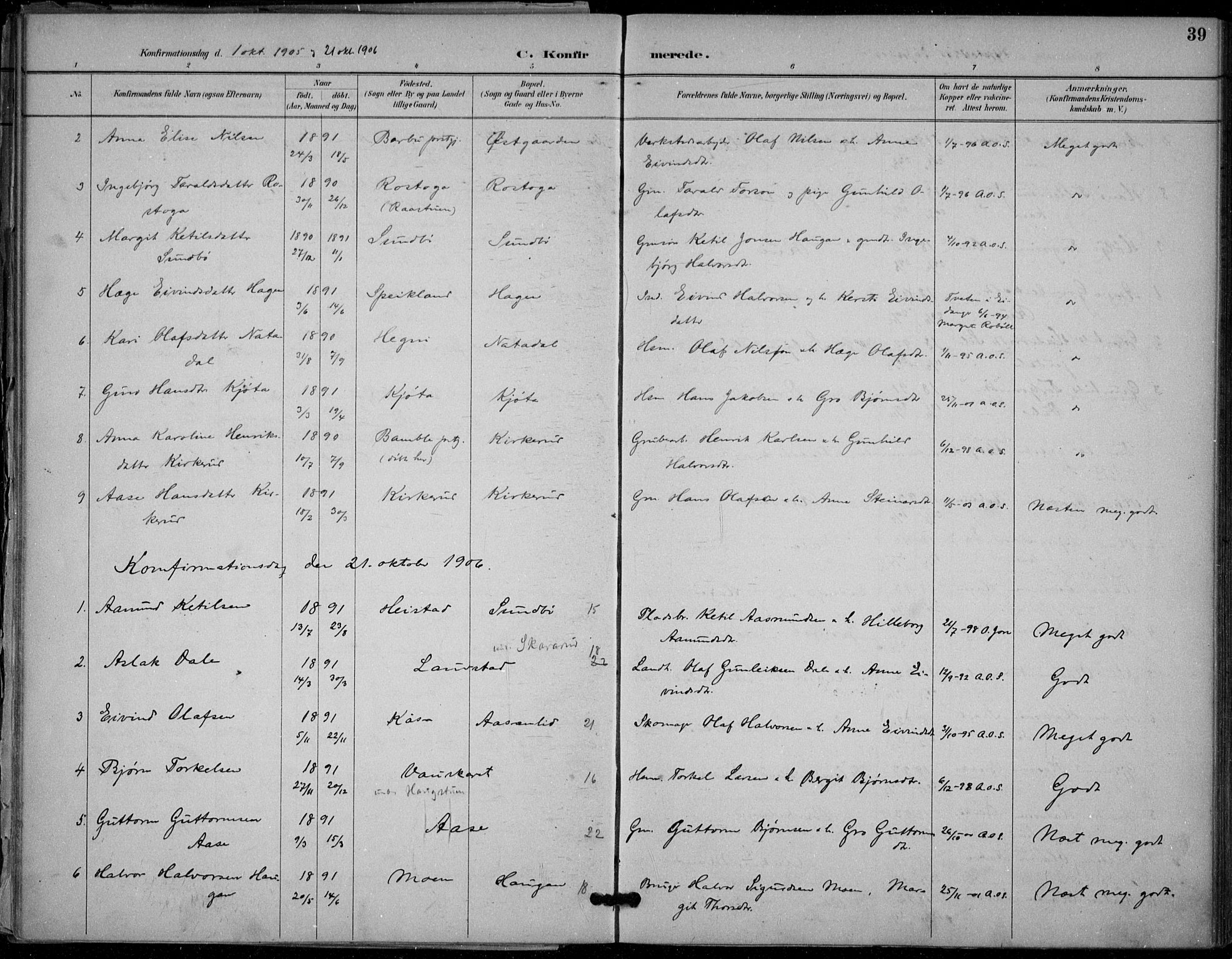 Seljord kirkebøker, SAKO/A-20/F/Fb/L0002: Parish register (official) no. II 2, 1887-1917, p. 39
