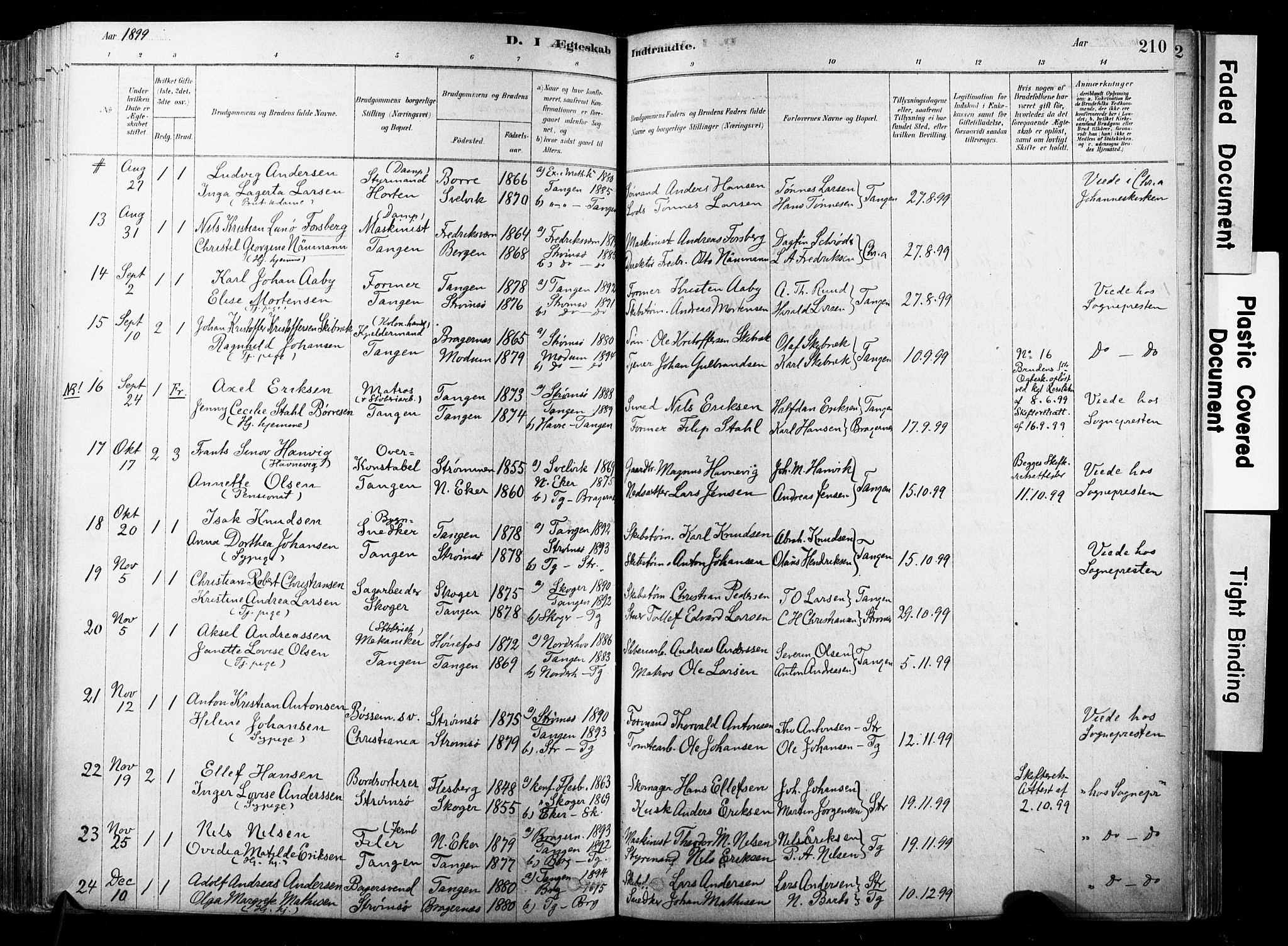 Strømsø kirkebøker, SAKO/A-246/F/Fb/L0006: Parish register (official) no. II 6, 1879-1910, p. 210