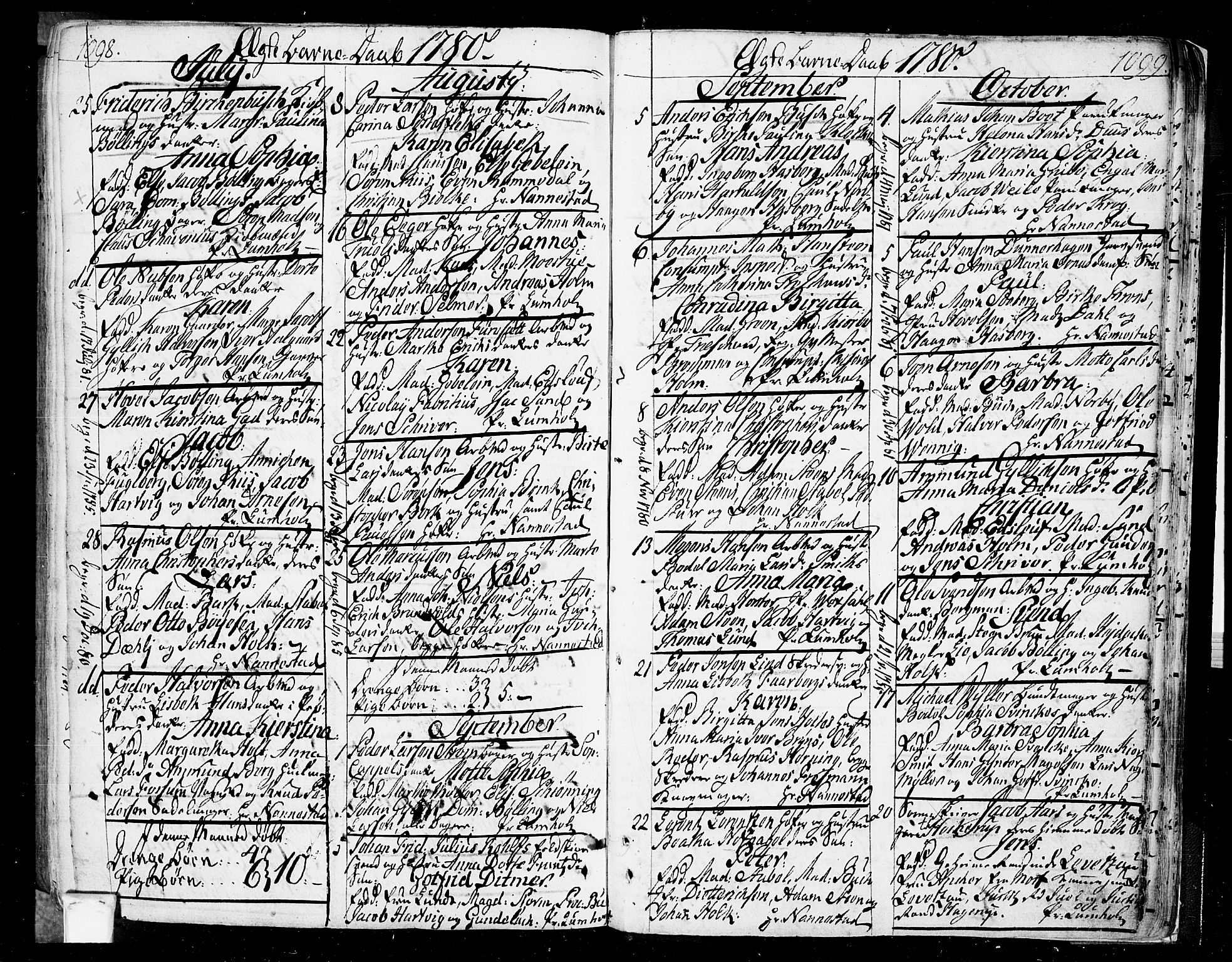 Oslo domkirke Kirkebøker, SAO/A-10752/F/Fa/L0004: Parish register (official) no. 4, 1743-1786, p. 1098-1099