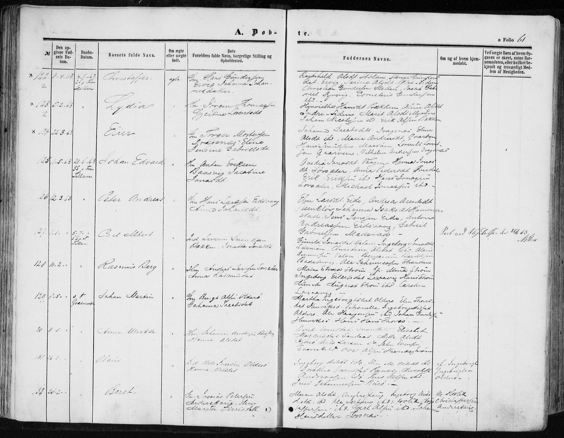 Ministerialprotokoller, klokkerbøker og fødselsregistre - Sør-Trøndelag, SAT/A-1456/634/L0531: Parish register (official) no. 634A07, 1861-1870, p. 61