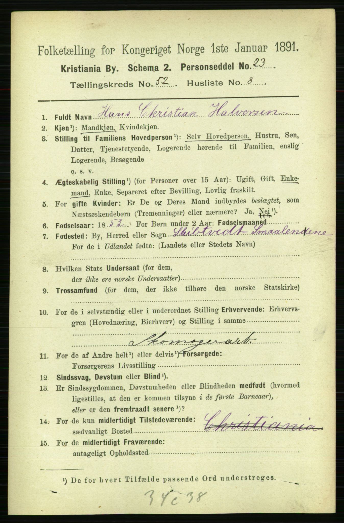 RA, 1891 census for 0301 Kristiania, 1891, p. 29744