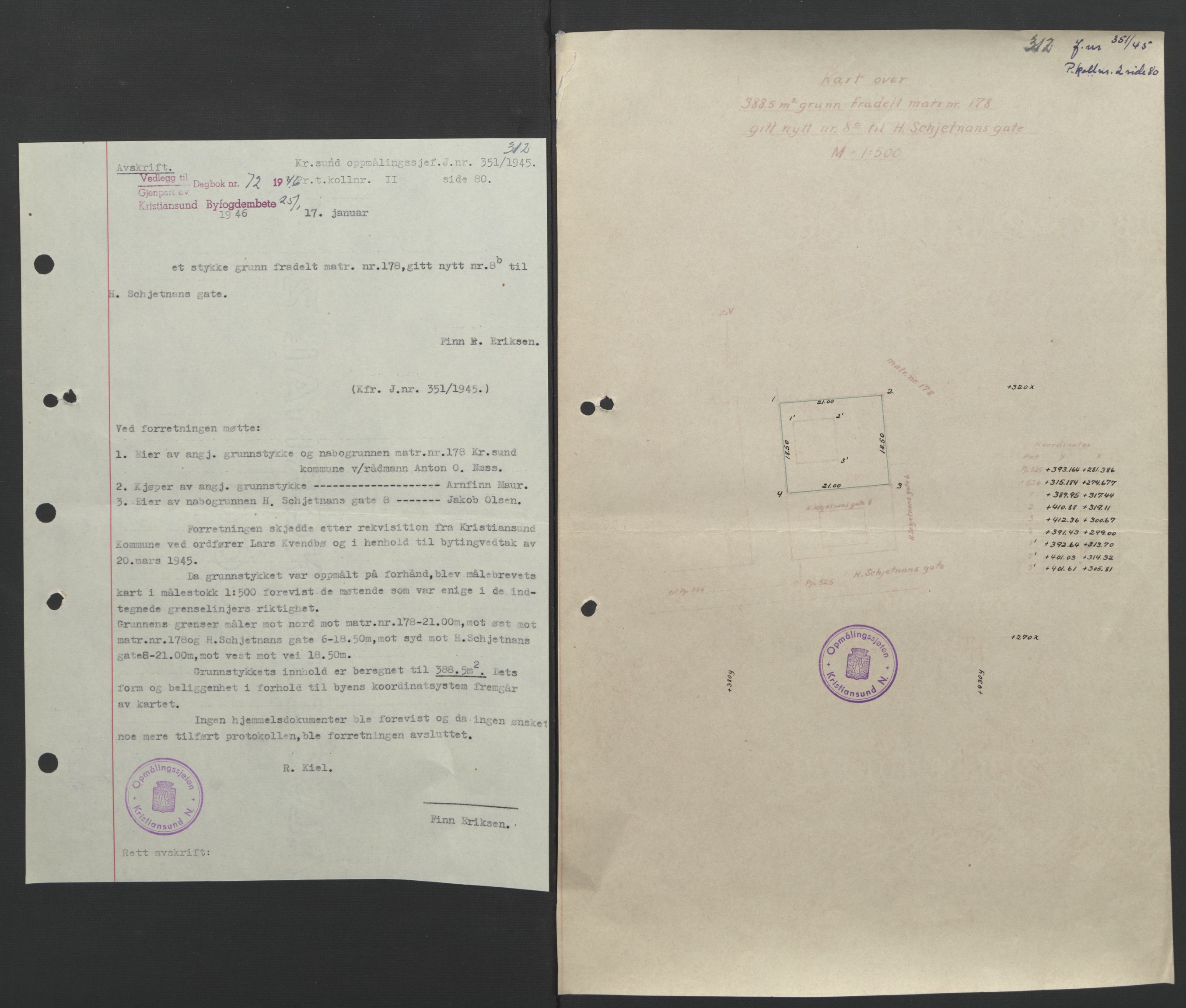 Kristiansund byfogd, AV/SAT-A-4587/A/27: Mortgage book no. 37, 1942-1945, Diary no: : 72/1946