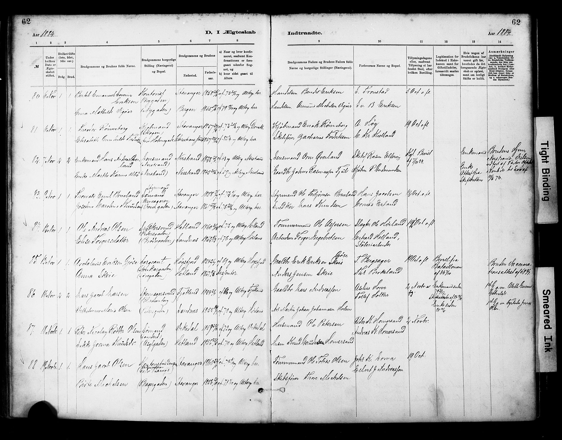 St. Petri sokneprestkontor, SAST/A-101813/001/30/30BA/L0018: Parish register (official) no. A 19, 1879-1900, p. 62
