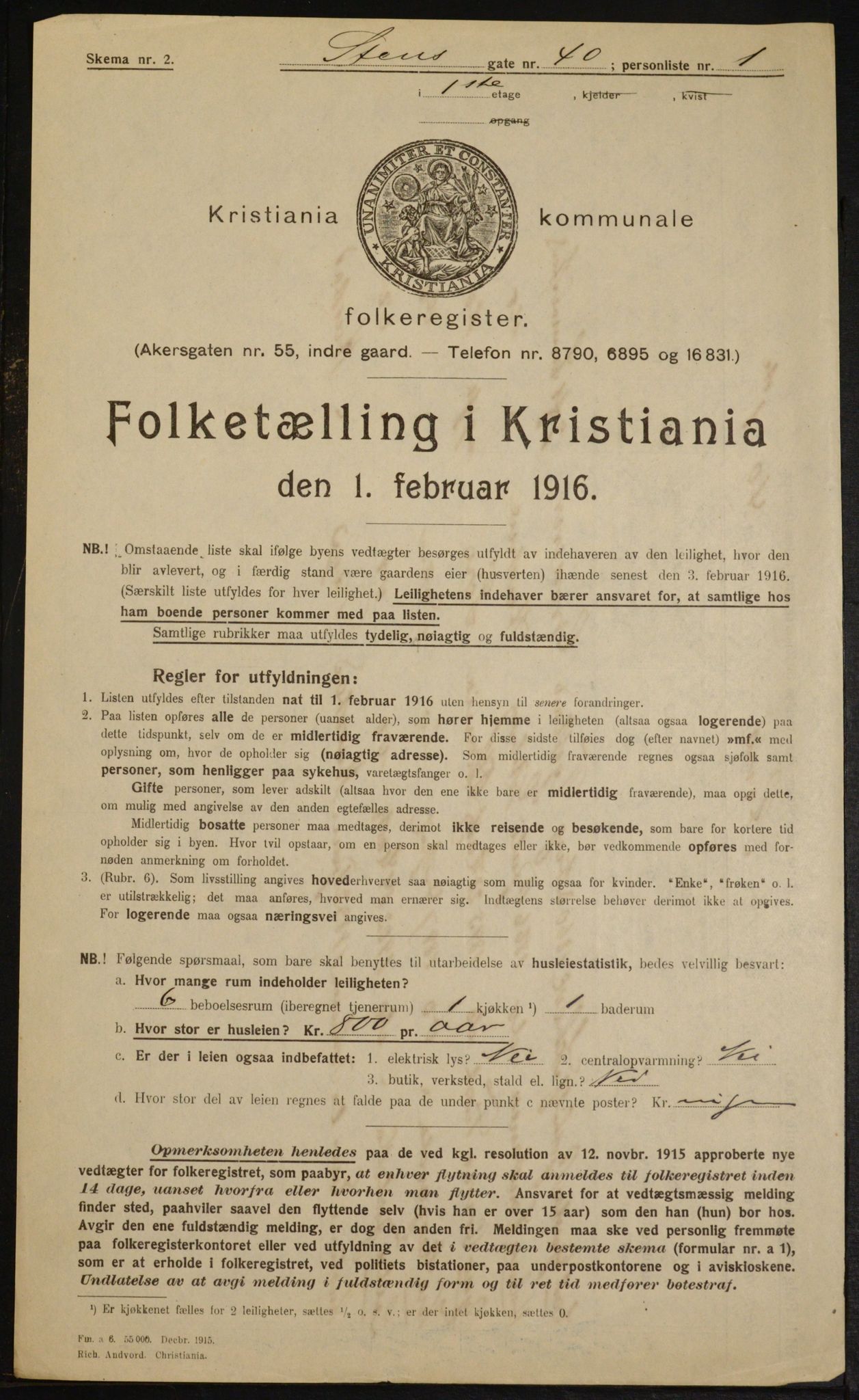 OBA, Municipal Census 1916 for Kristiania, 1916, p. 104946