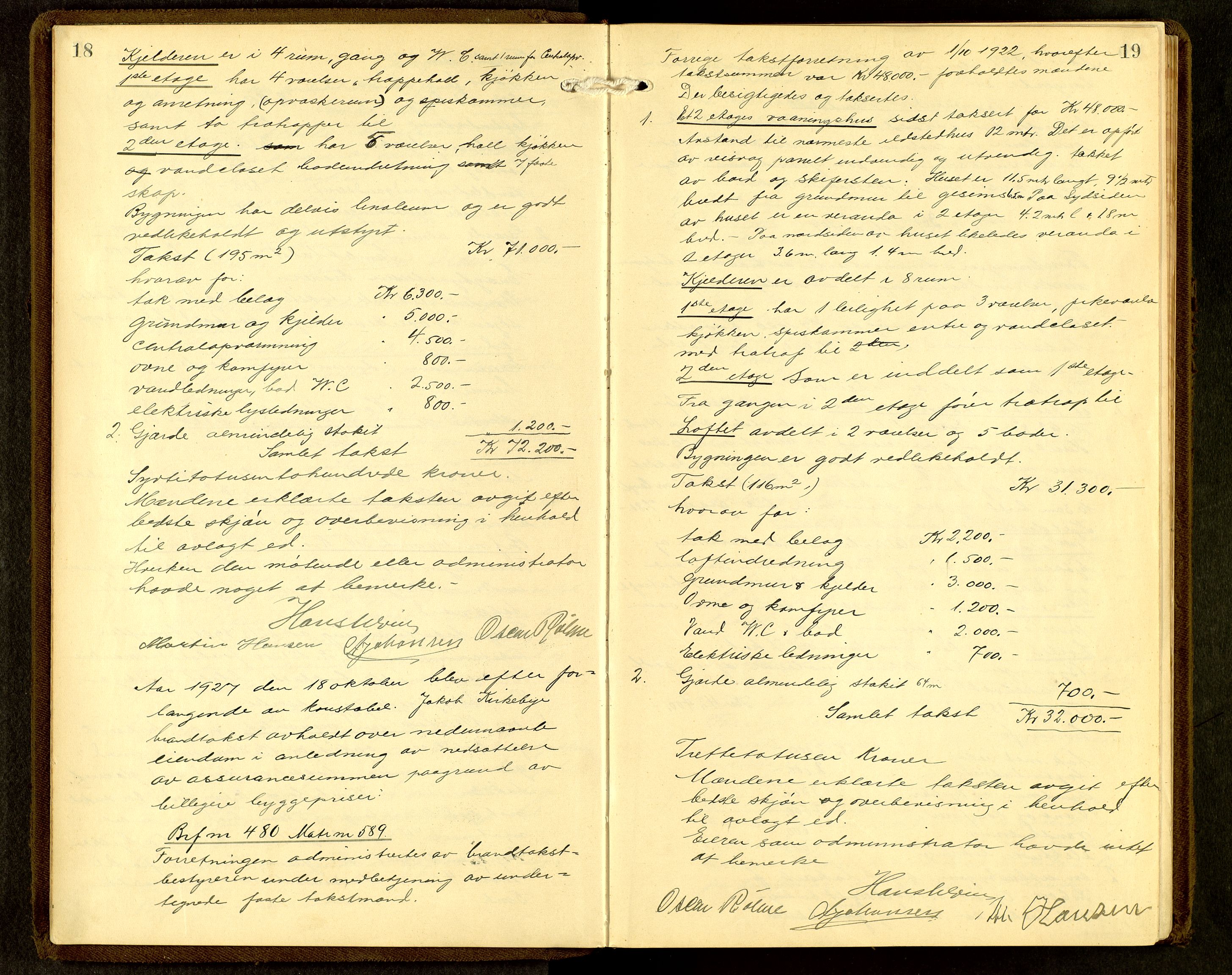 Norges Brannkasse, Hamar, AV/SAH-NBRANH-006/F/Fa/L0009: Branntakstprotokoll, 1927-1938, p. 18-19