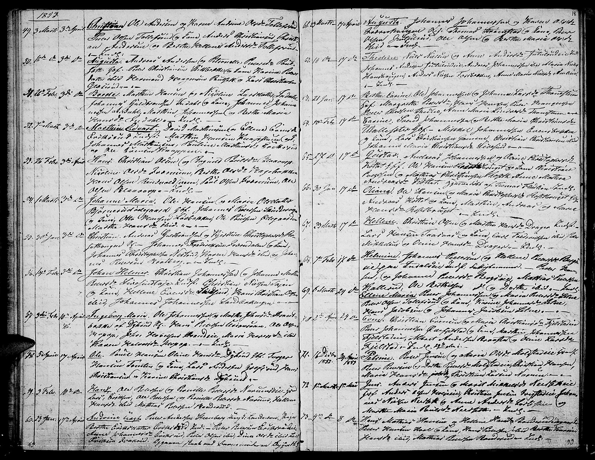 Vestre Toten prestekontor, AV/SAH-PREST-108/H/Ha/Hab/L0004: Parish register (copy) no. 4, 1851-1853, p. 18