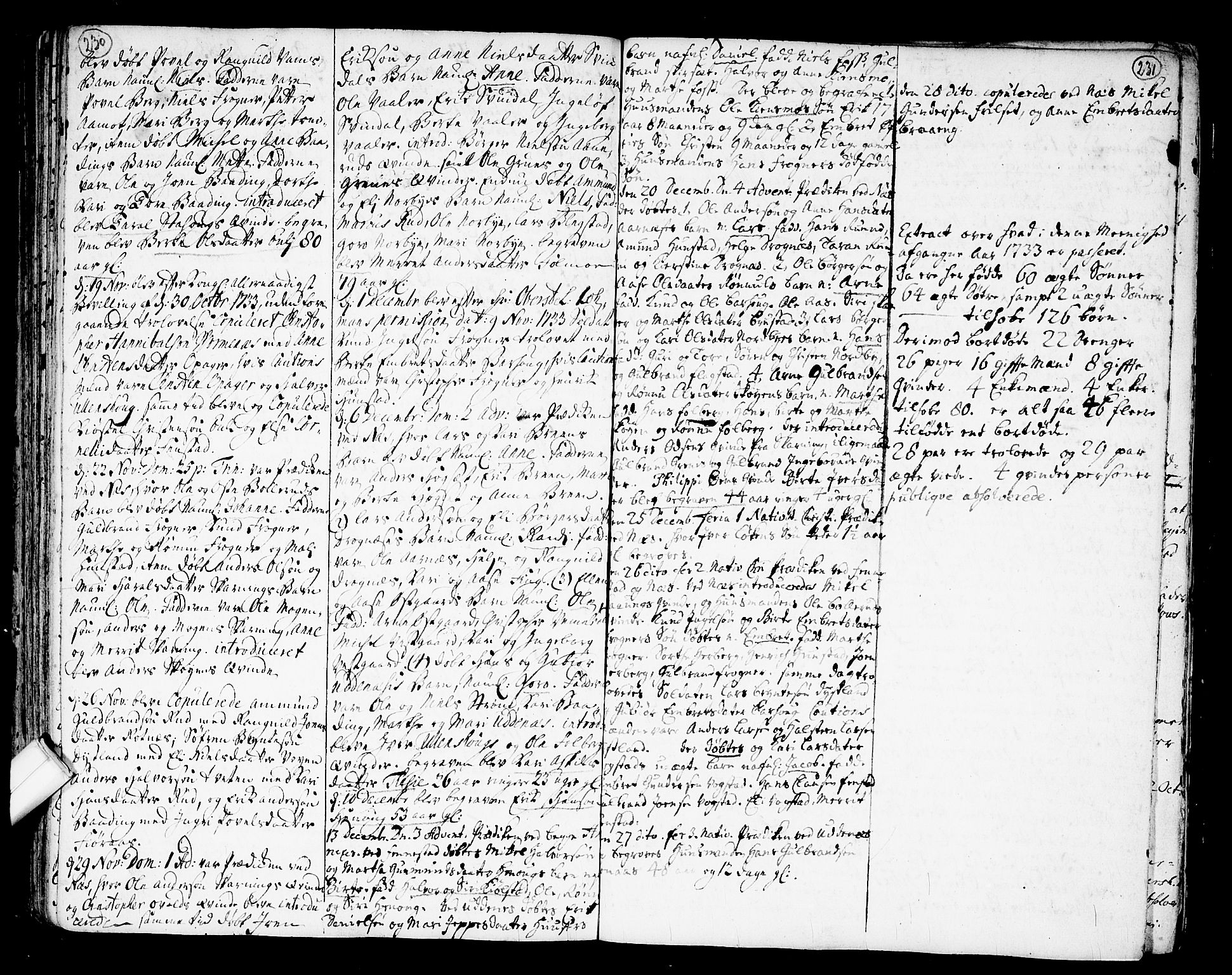 Nes prestekontor Kirkebøker, AV/SAO-A-10410/F/Fa/L0002: Parish register (official) no. I 2, 1717-1734, p. 230-231