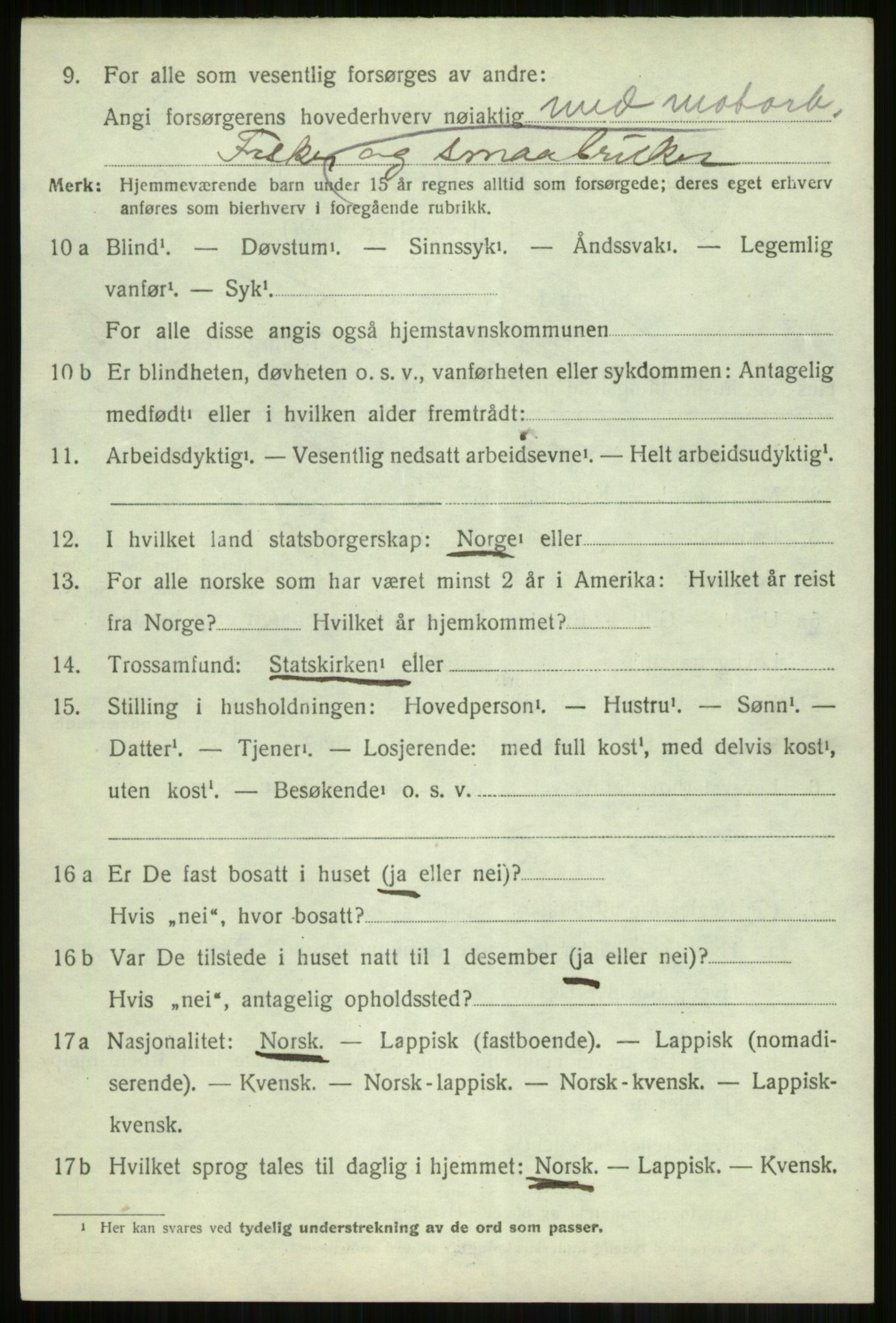 SATØ, 1920 census for Lyngen, 1920, p. 12986