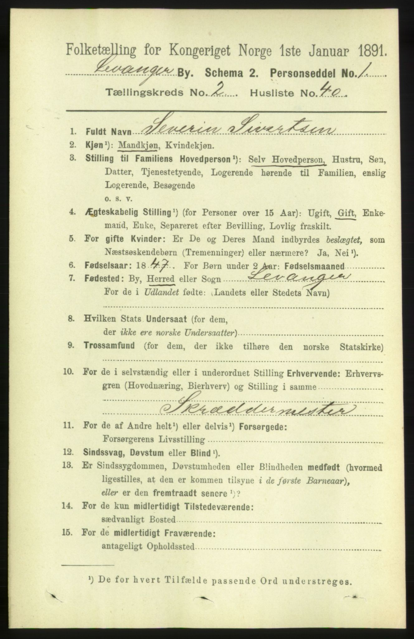 RA, 1891 census for 1701 Levanger, 1891, p. 805