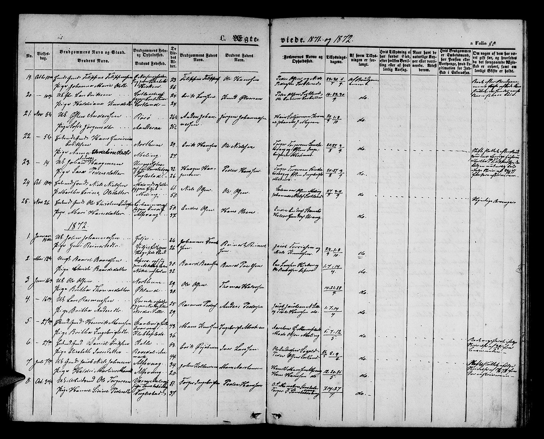 Finnås sokneprestembete, AV/SAB-A-99925/H/Ha/Hab/Habb/L0002: Parish register (copy) no. B 2, 1871-1881, p. 80