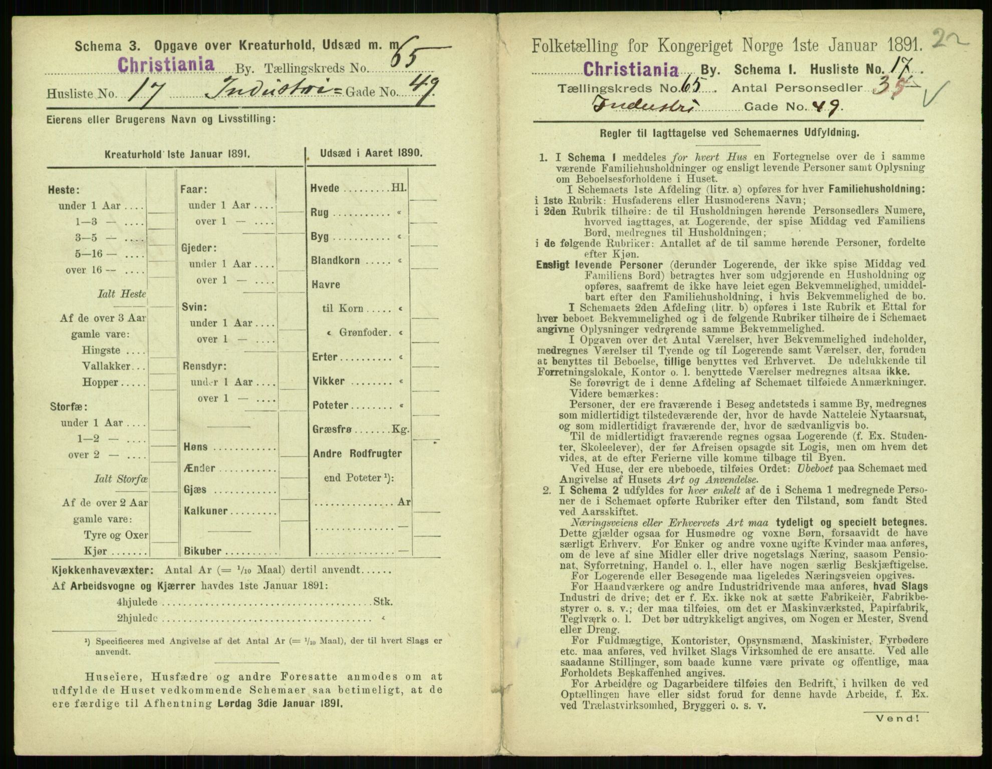 RA, 1891 census for 0301 Kristiania, 1891, p. 34852