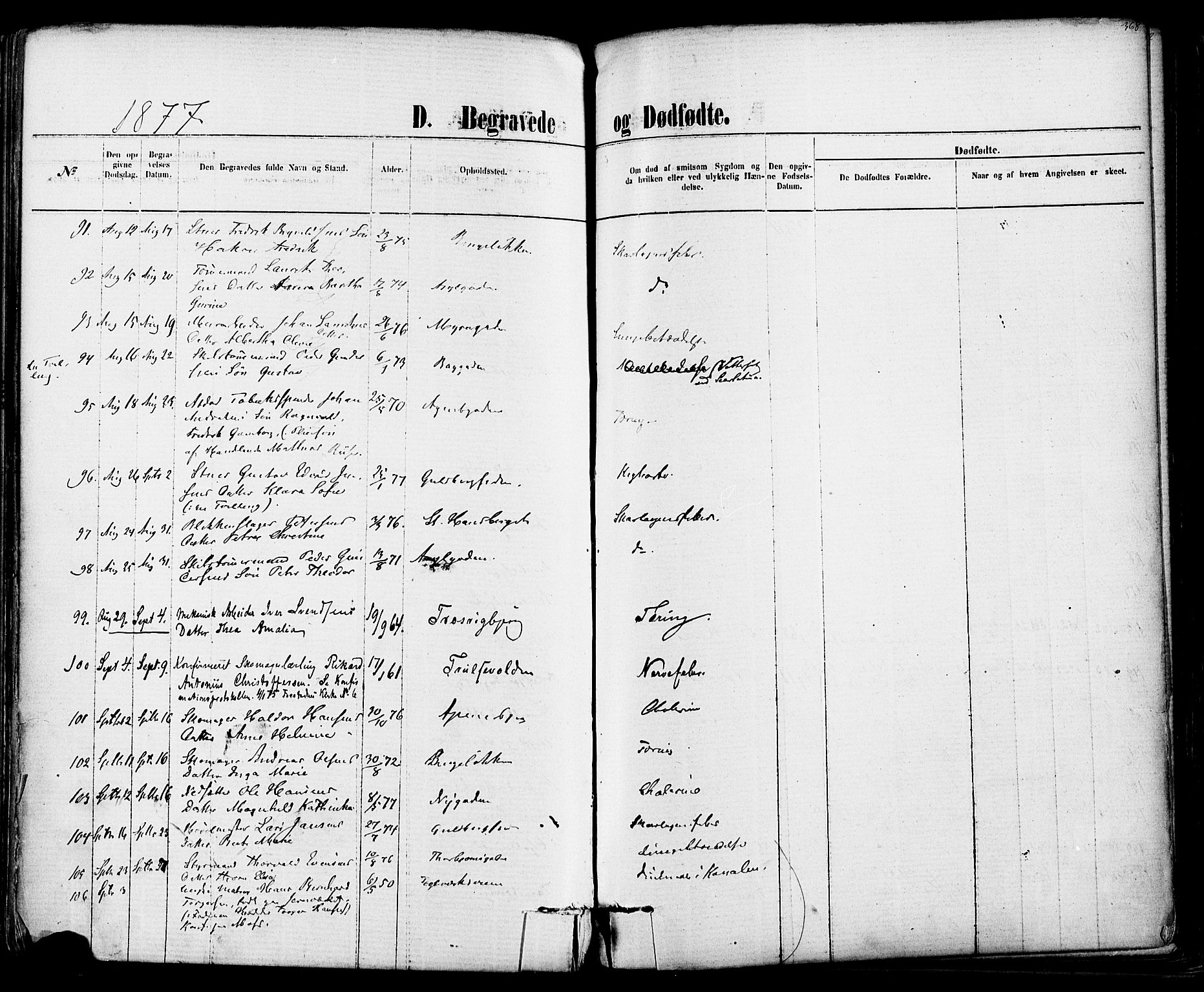 Fredrikstad domkirkes prestekontor Kirkebøker, SAO/A-10906/F/Fa/L0001: Parish register (official) no. 1, 1871-1878, p. 368