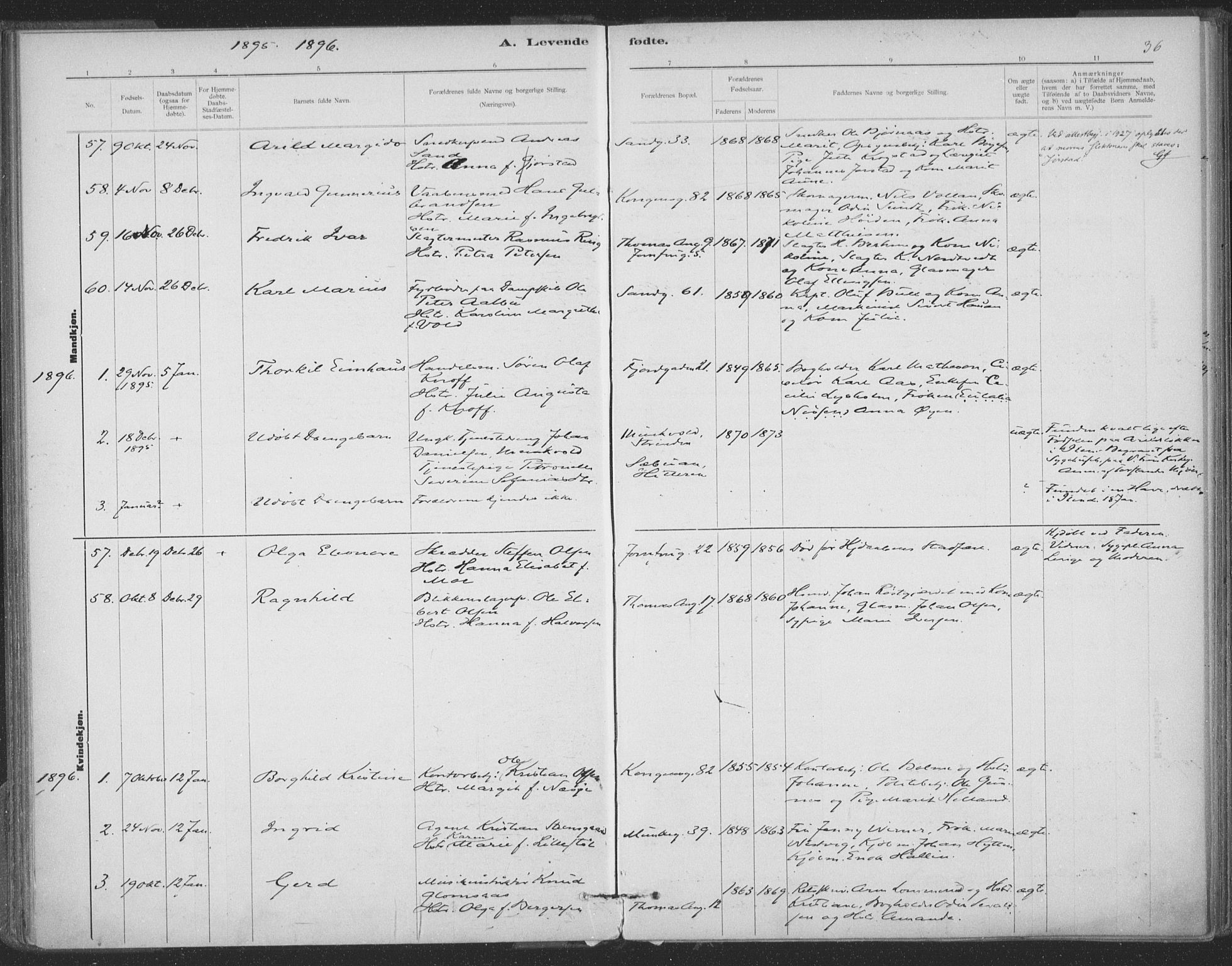 Ministerialprotokoller, klokkerbøker og fødselsregistre - Sør-Trøndelag, SAT/A-1456/602/L0122: Parish register (official) no. 602A20, 1892-1908, p. 36
