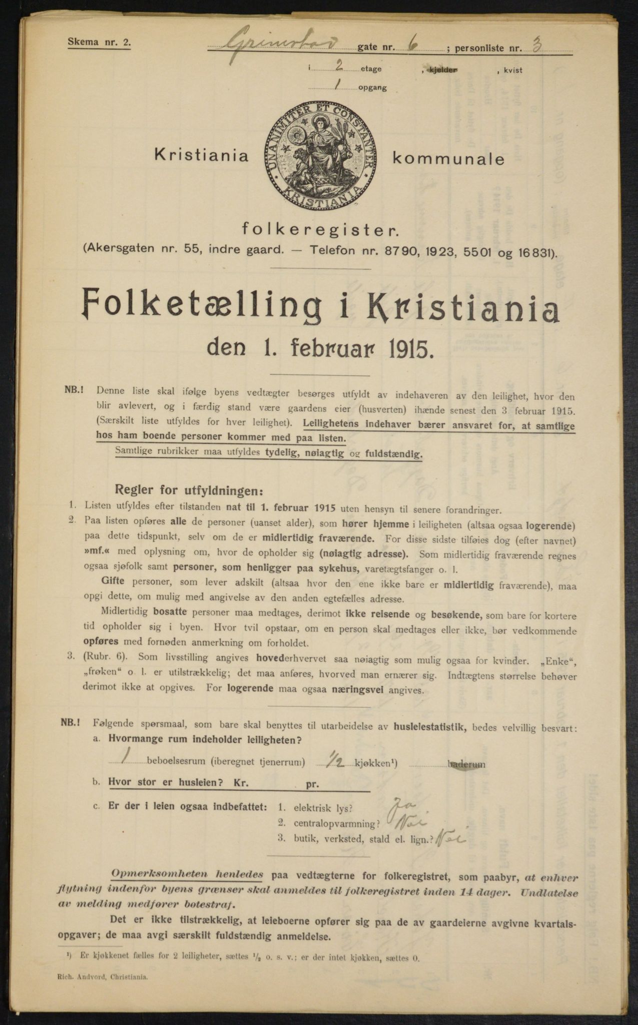 OBA, Municipal Census 1915 for Kristiania, 1915, p. 29578