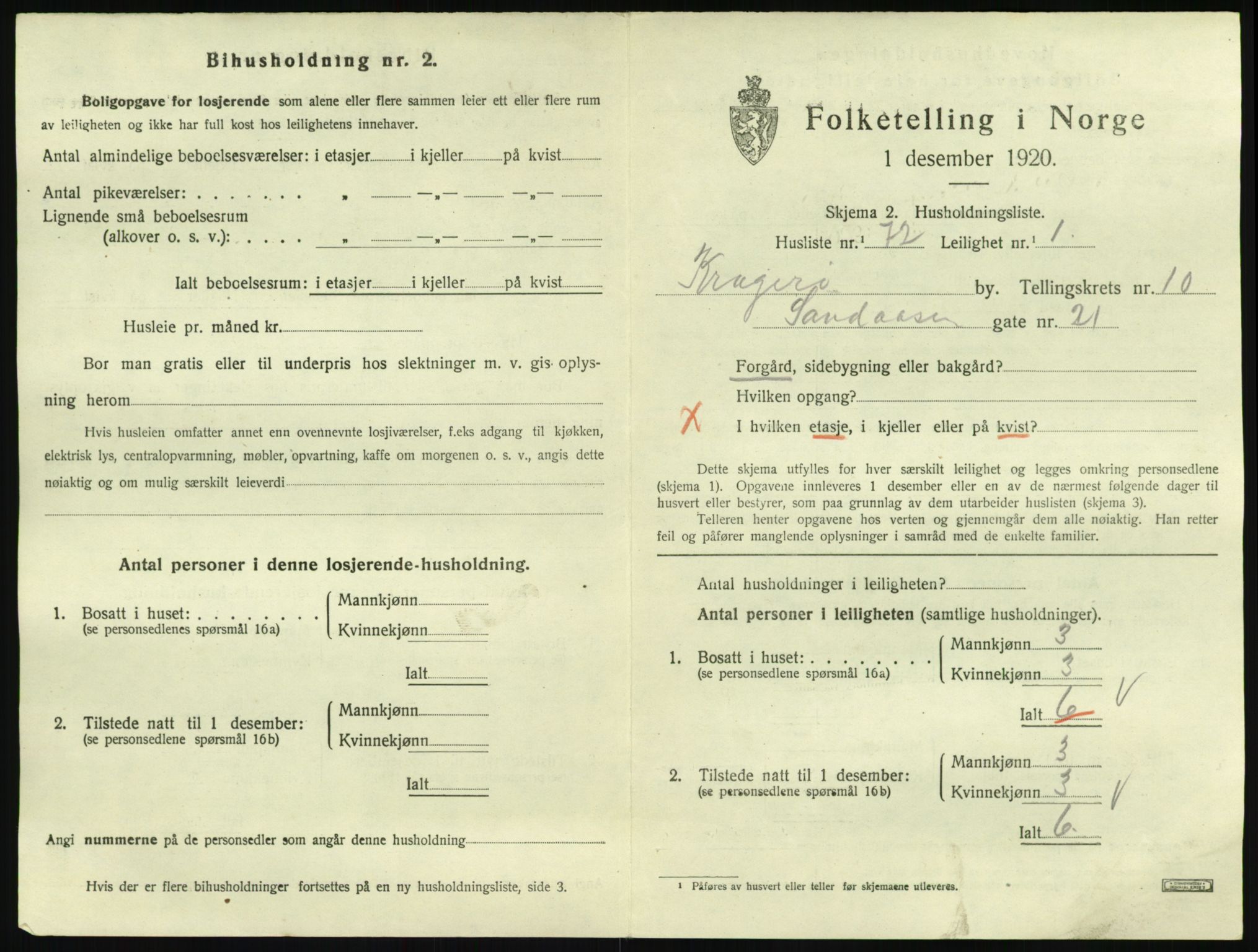 SAKO, 1920 census for Kragerø, 1920, p. 4373