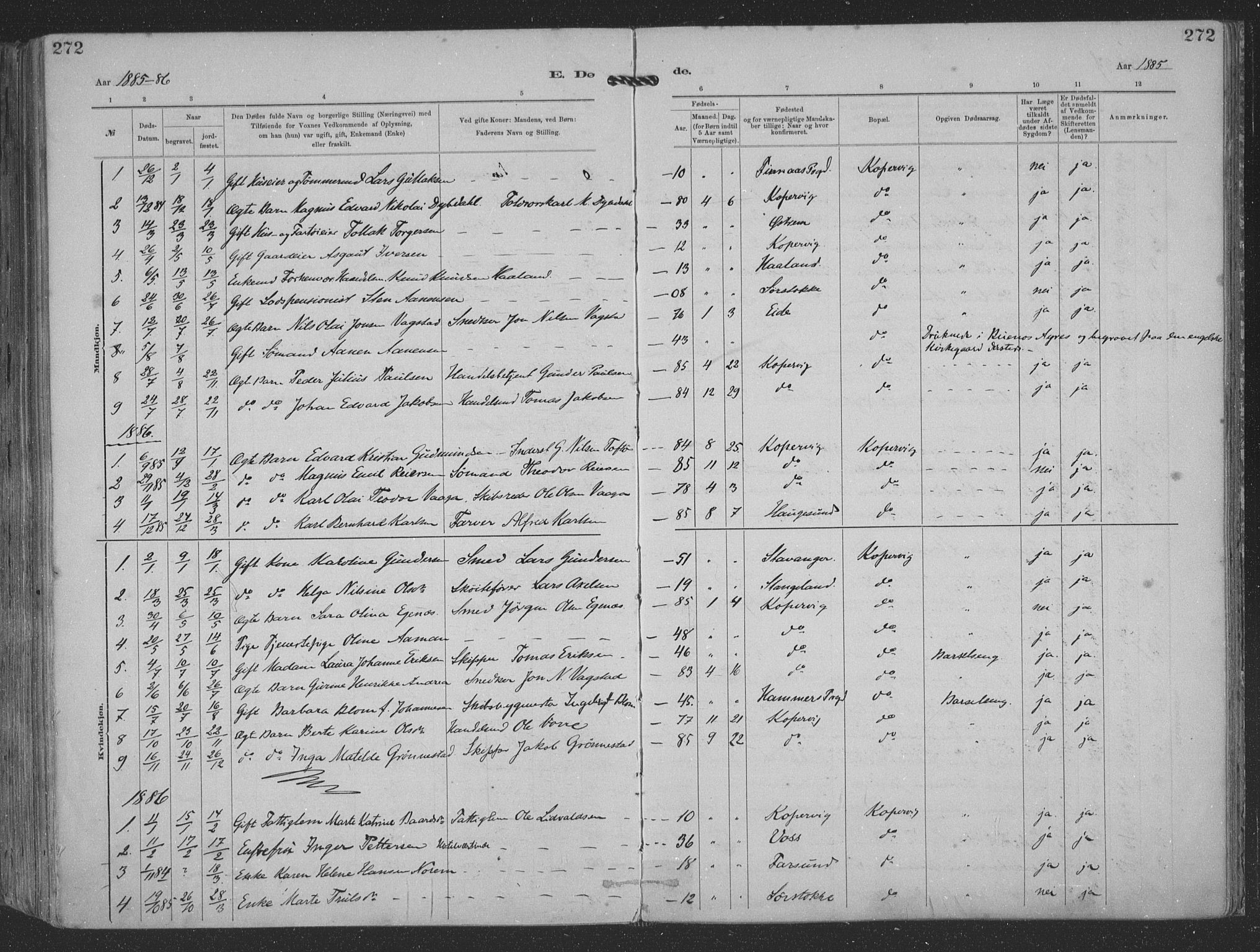 Kopervik sokneprestkontor, SAST/A-101850/H/Ha/Haa/L0001: Parish register (official) no. A 1, 1880-1919, p. 272