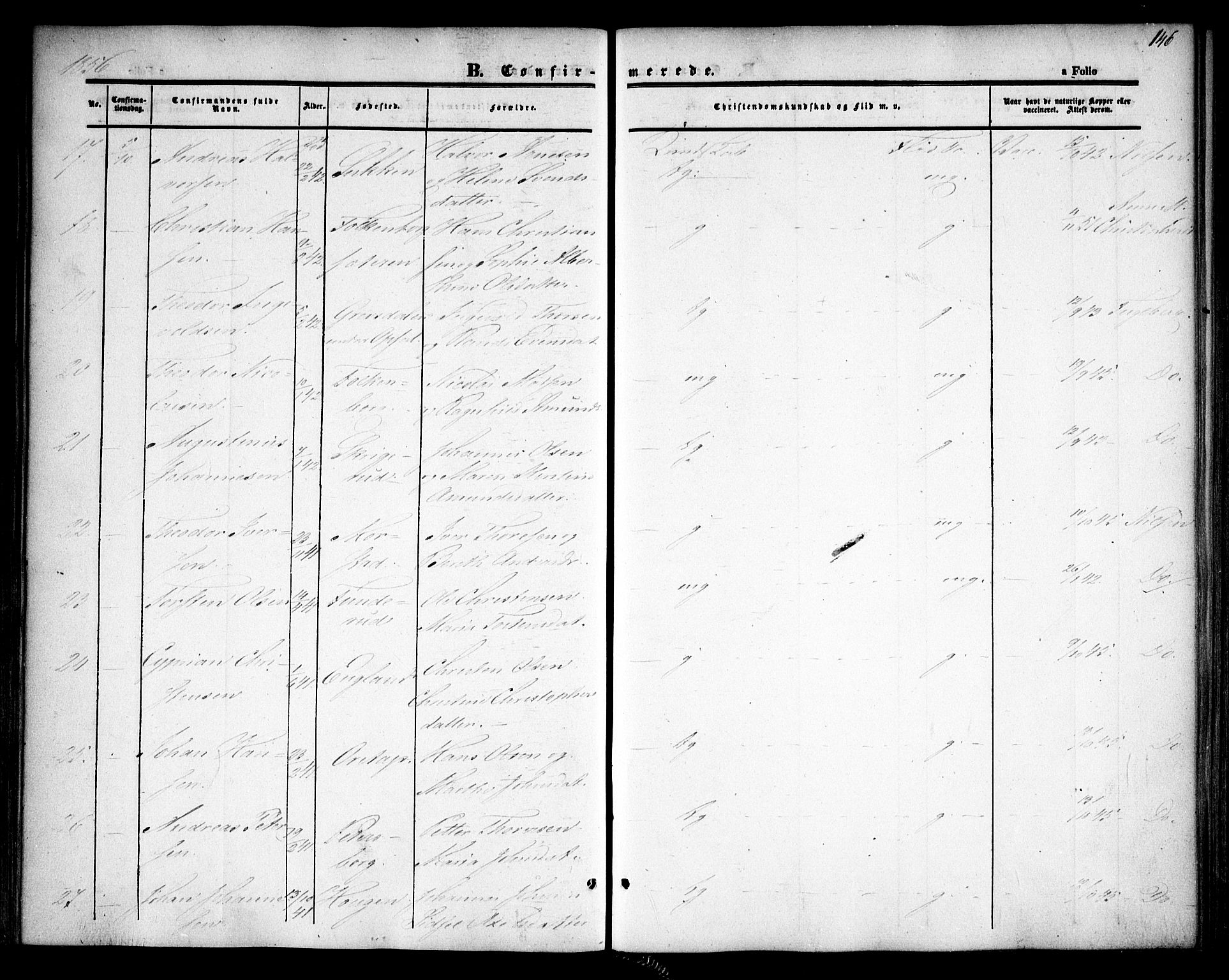 Rødenes prestekontor Kirkebøker, AV/SAO-A-2005/F/Fa/L0006: Parish register (official) no. I 6, 1850-1859, p. 146