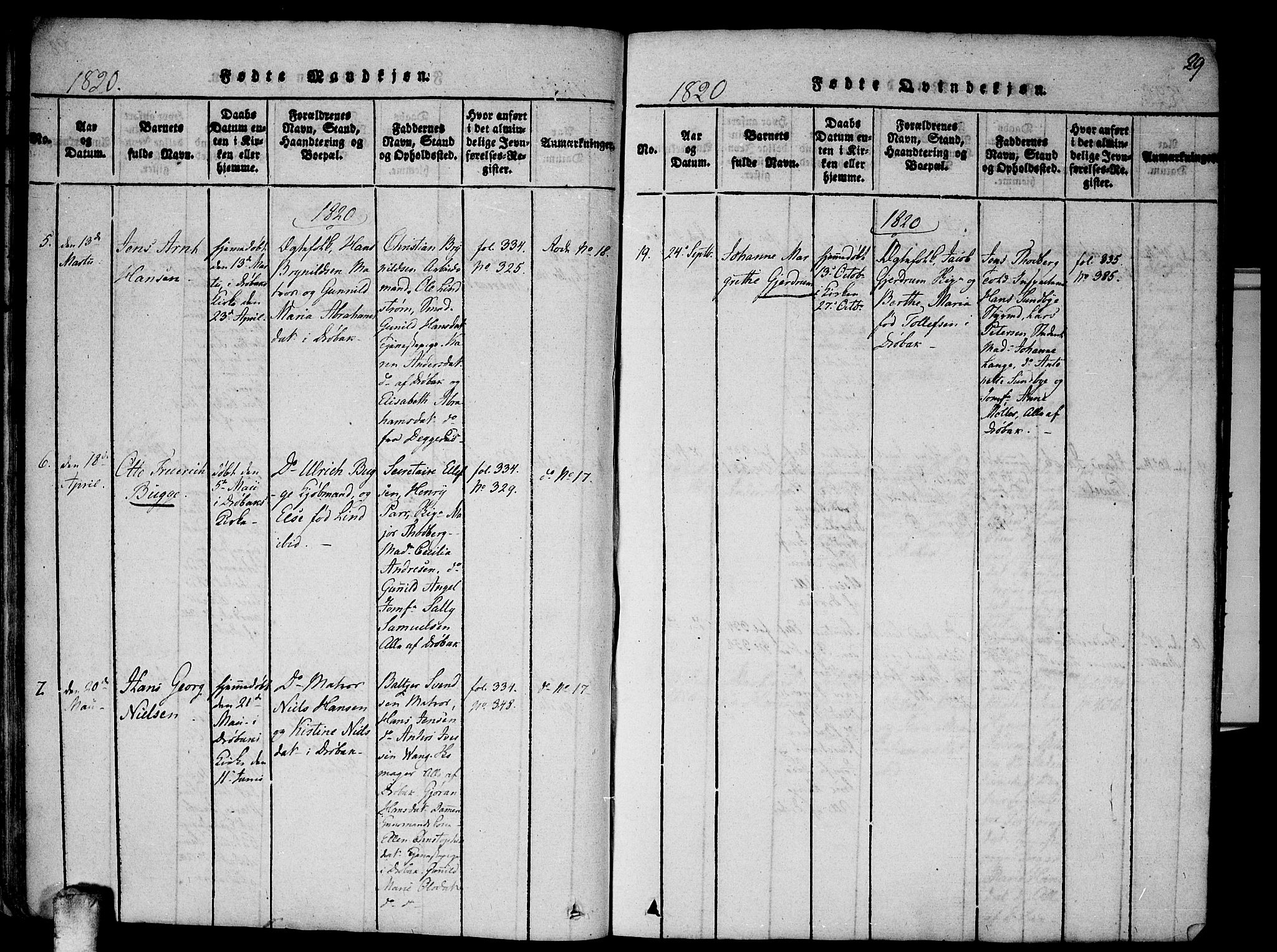 Drøbak prestekontor Kirkebøker, SAO/A-10142a/F/Fa/L0001: Parish register (official) no. I 1, 1816-1842, p. 29