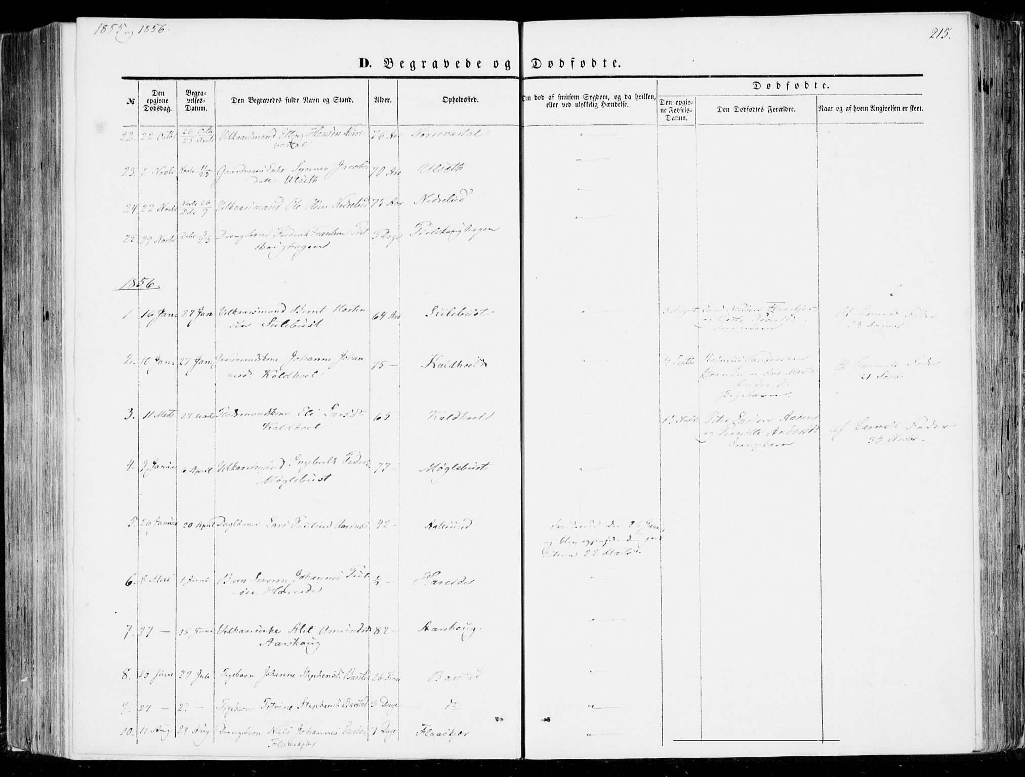 Ministerialprotokoller, klokkerbøker og fødselsregistre - Møre og Romsdal, SAT/A-1454/510/L0121: Parish register (official) no. 510A01, 1848-1877, p. 215