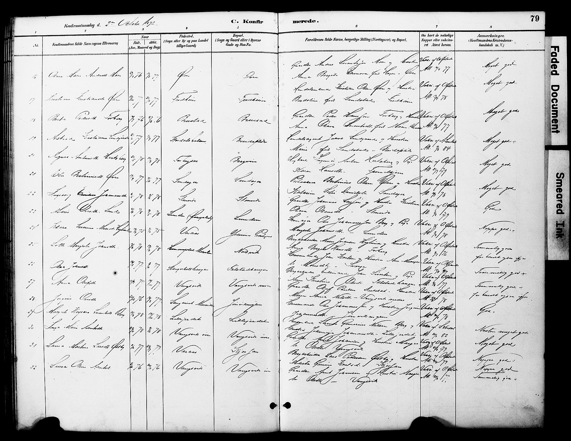 Ministerialprotokoller, klokkerbøker og fødselsregistre - Nord-Trøndelag, AV/SAT-A-1458/722/L0226: Parish register (copy) no. 722C02, 1889-1927, p. 79