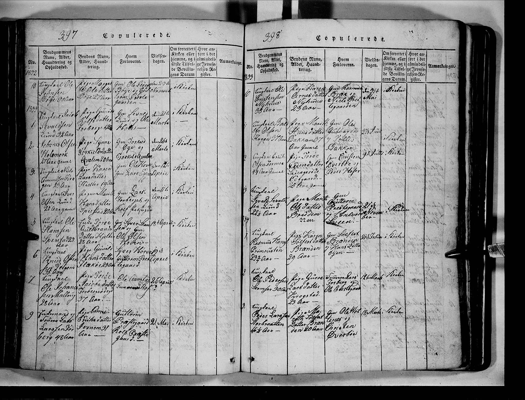 Lom prestekontor, SAH/PREST-070/L/L0003: Parish register (copy) no. 3, 1815-1844, p. 397-398