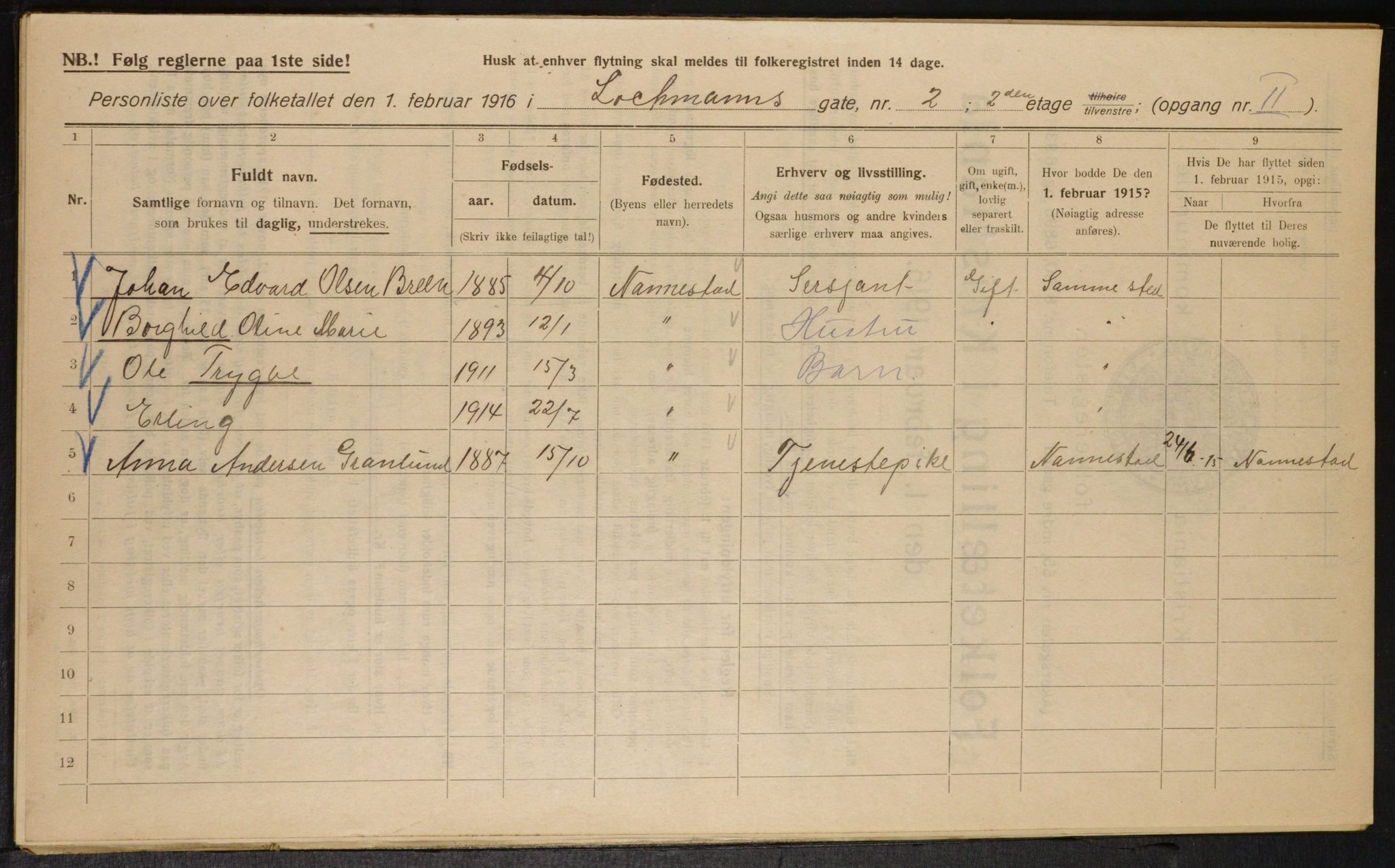 OBA, Municipal Census 1916 for Kristiania, 1916, p. 59550