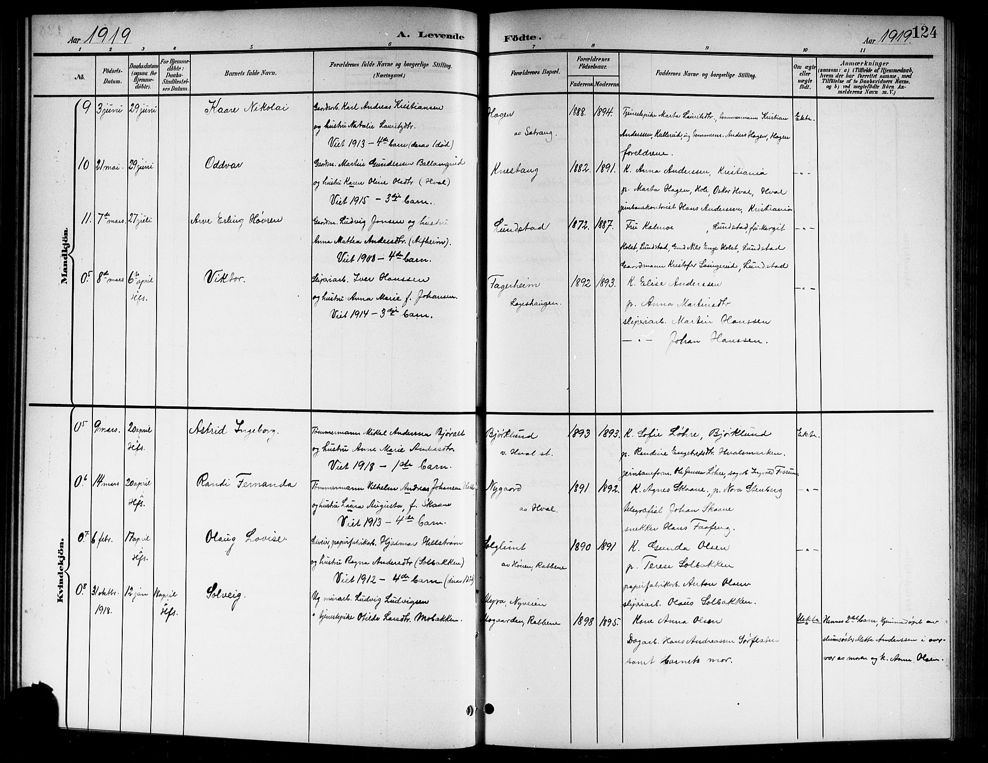 Norderhov kirkebøker, AV/SAKO-A-237/G/Gb/L0002: Parish register (copy) no. II 2, 1891-1921, p. 124