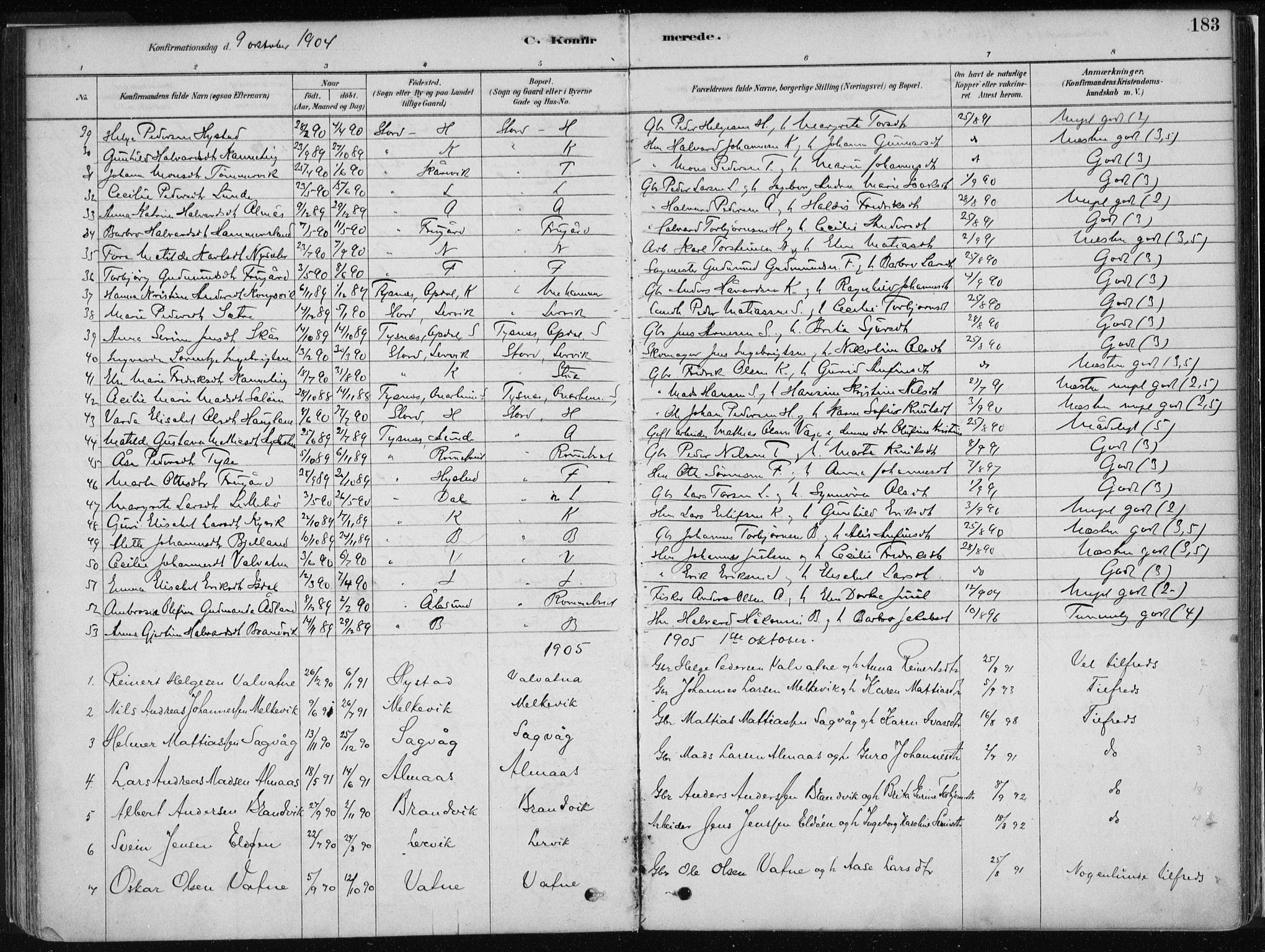 Stord sokneprestembete, AV/SAB-A-78201/H/Haa: Parish register (official) no. B 2, 1878-1913, p. 183