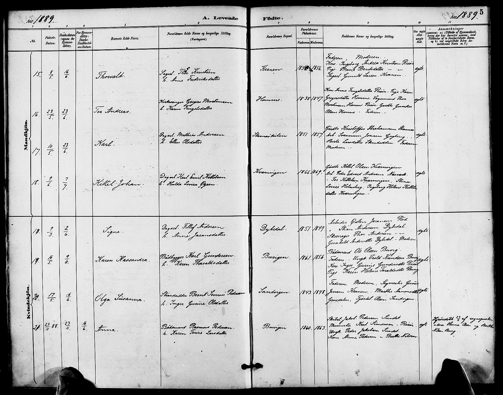 Søndeled sokneprestkontor, AV/SAK-1111-0038/F/Fa/L0005: Parish register (official) no. A 5, 1889-1899, p. 5