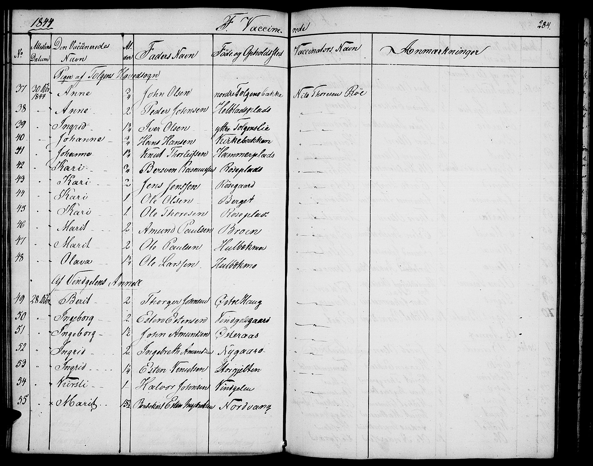 Tolga prestekontor, SAH/PREST-062/K/L0005: Parish register (official) no. 5, 1836-1852, p. 284