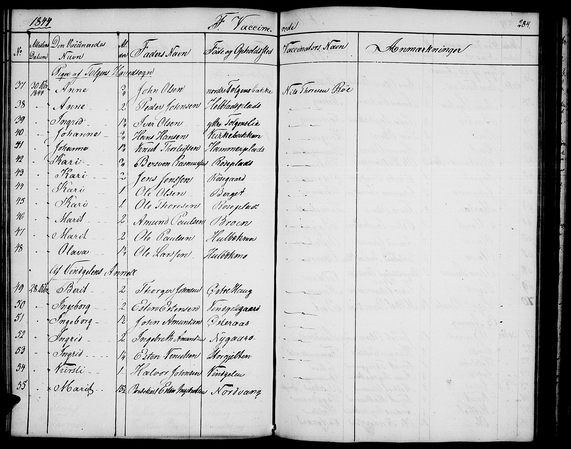 Tolga prestekontor, AV/SAH-PREST-062/K/L0005: Parish register (official) no. 5, 1836-1852, p. 284