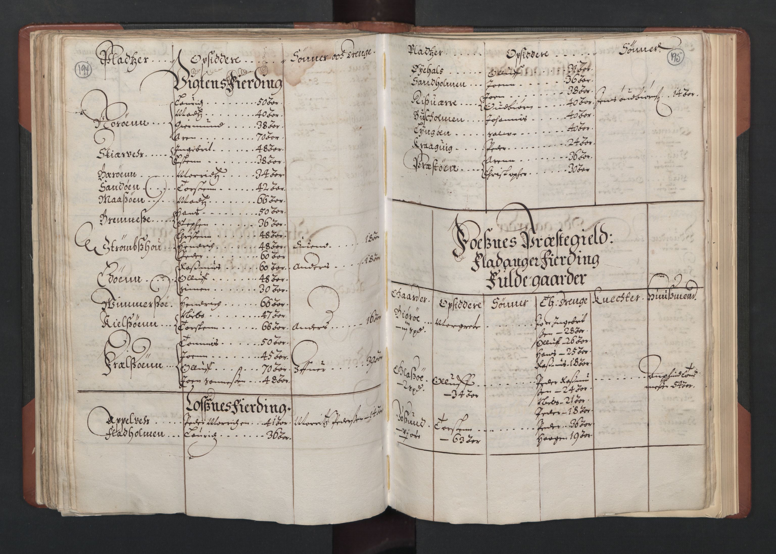 RA, Bailiff's Census 1664-1666, no. 19: Fosen fogderi, Inderøy fogderi, Selbu fogderi, Namdal fogderi and Stjørdal fogderi, 1664-1665, p. 194-195