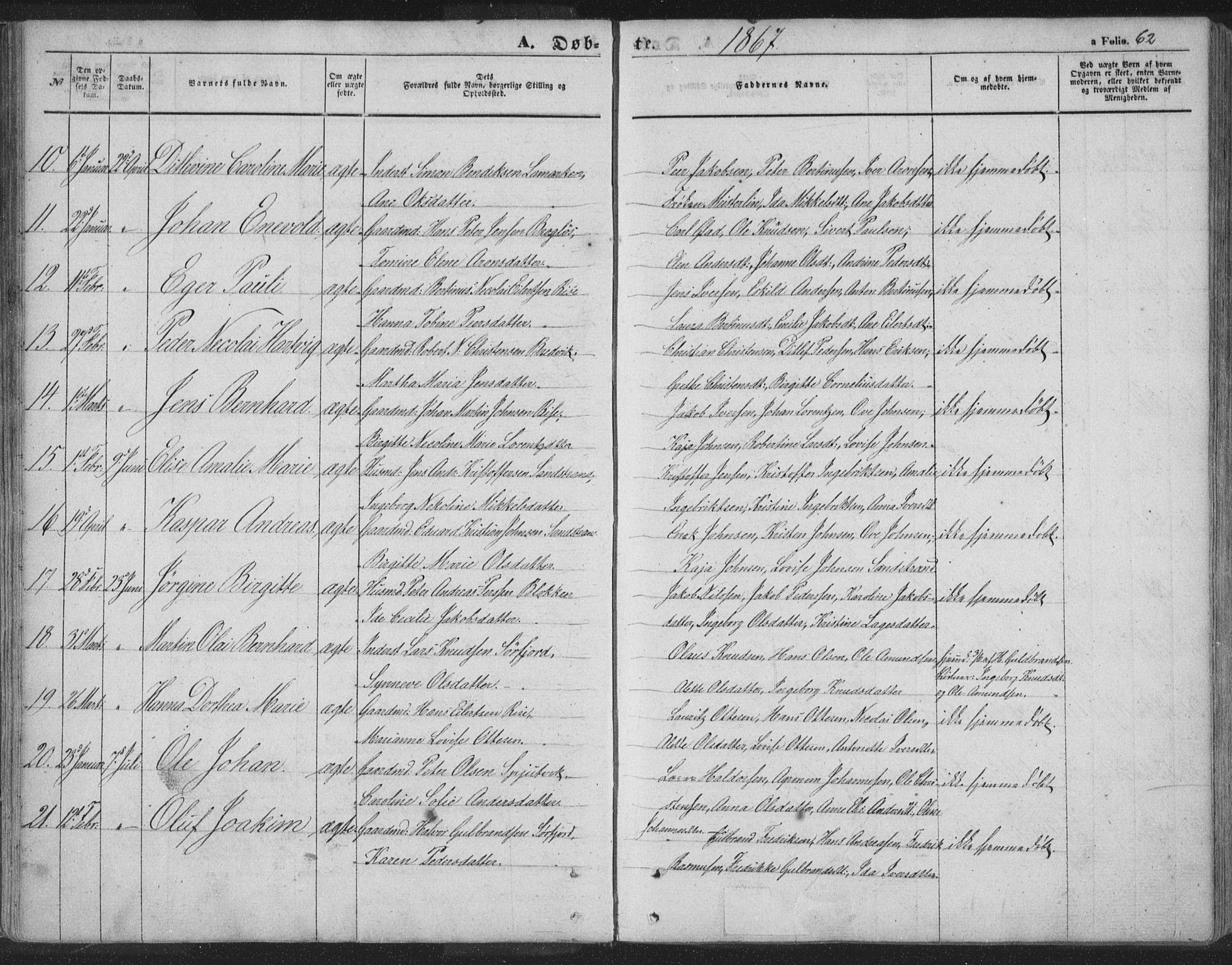 Ministerialprotokoller, klokkerbøker og fødselsregistre - Nordland, AV/SAT-A-1459/895/L1369: Parish register (official) no. 895A04, 1852-1872, p. 62