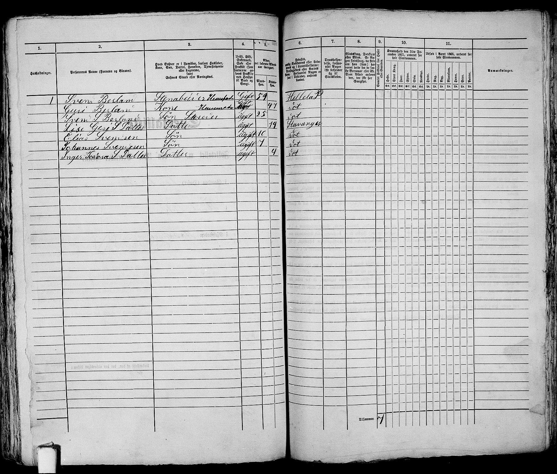 RA, 1865 census for Stavanger, 1865, p. 427